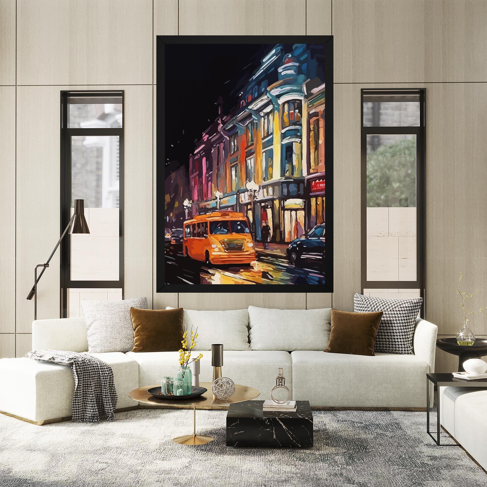 Leinwandbild Yellow Car City Art mockup 2
