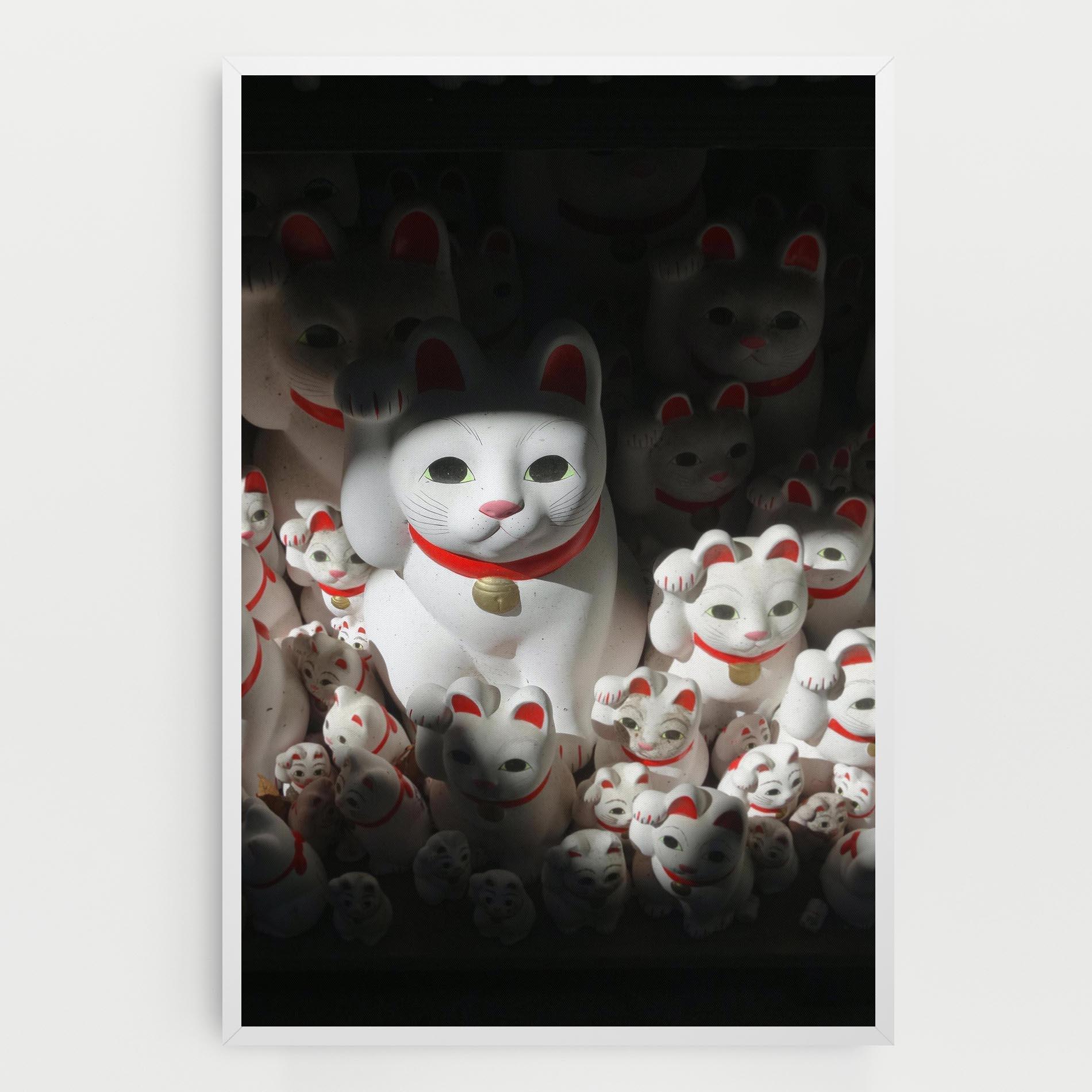 Leinwandbild White Lucky Cats mockup 0