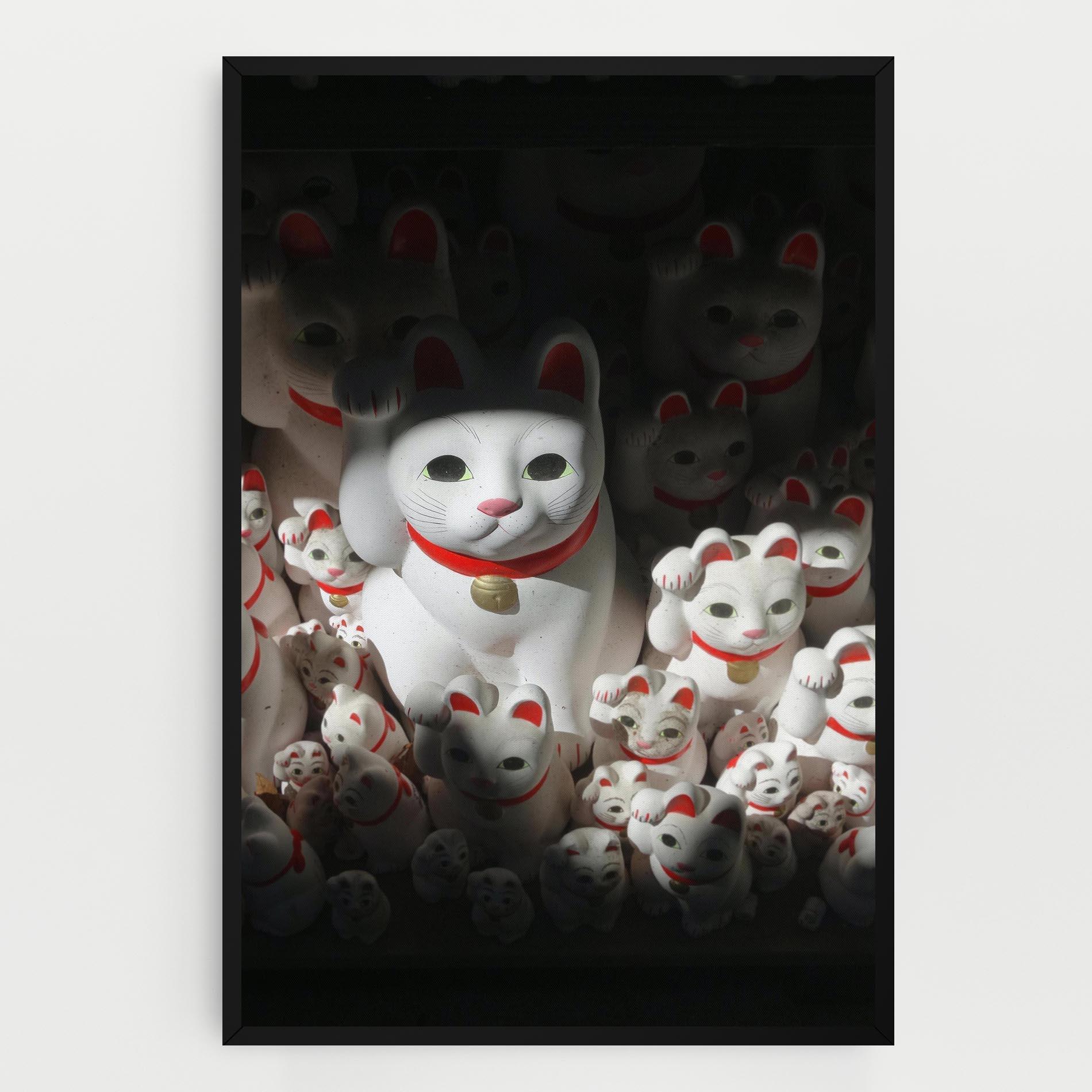 Leinwandbild White Lucky Cats mockup 0