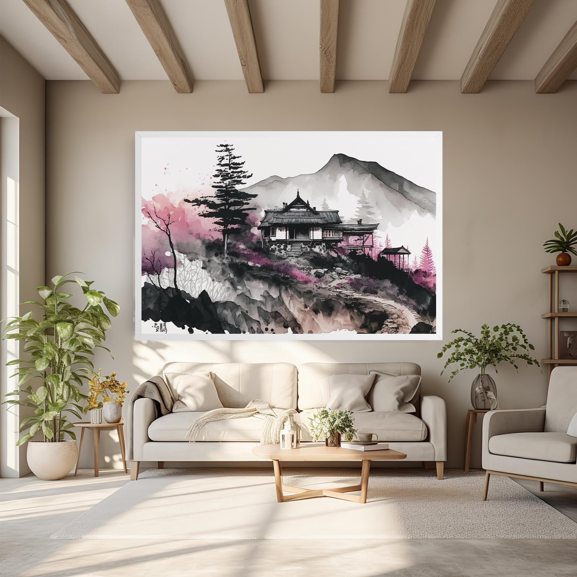 Leinwandbild Japanese Temple Art mockup 6