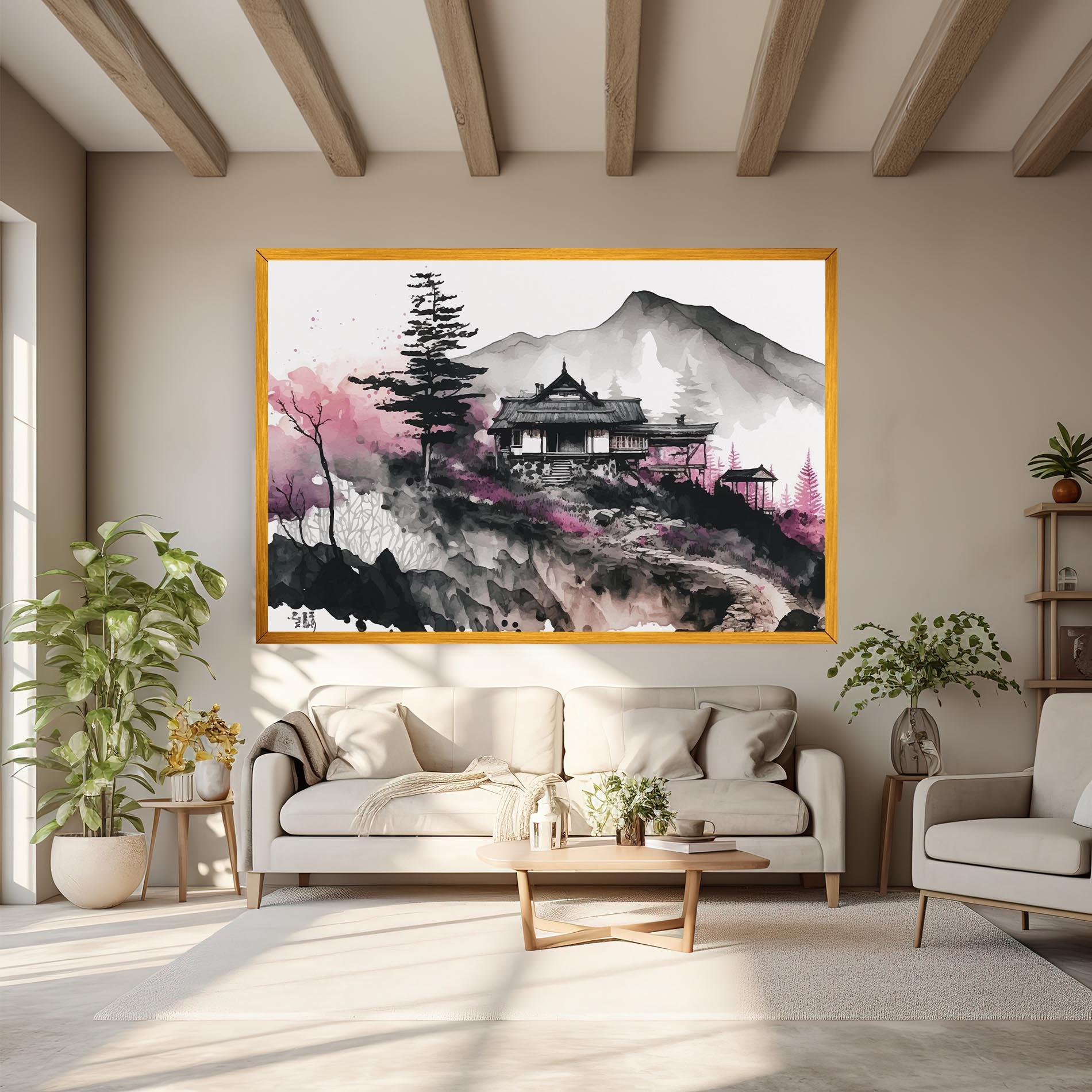 Leinwandbild Japanese Temple Art mockup 6
