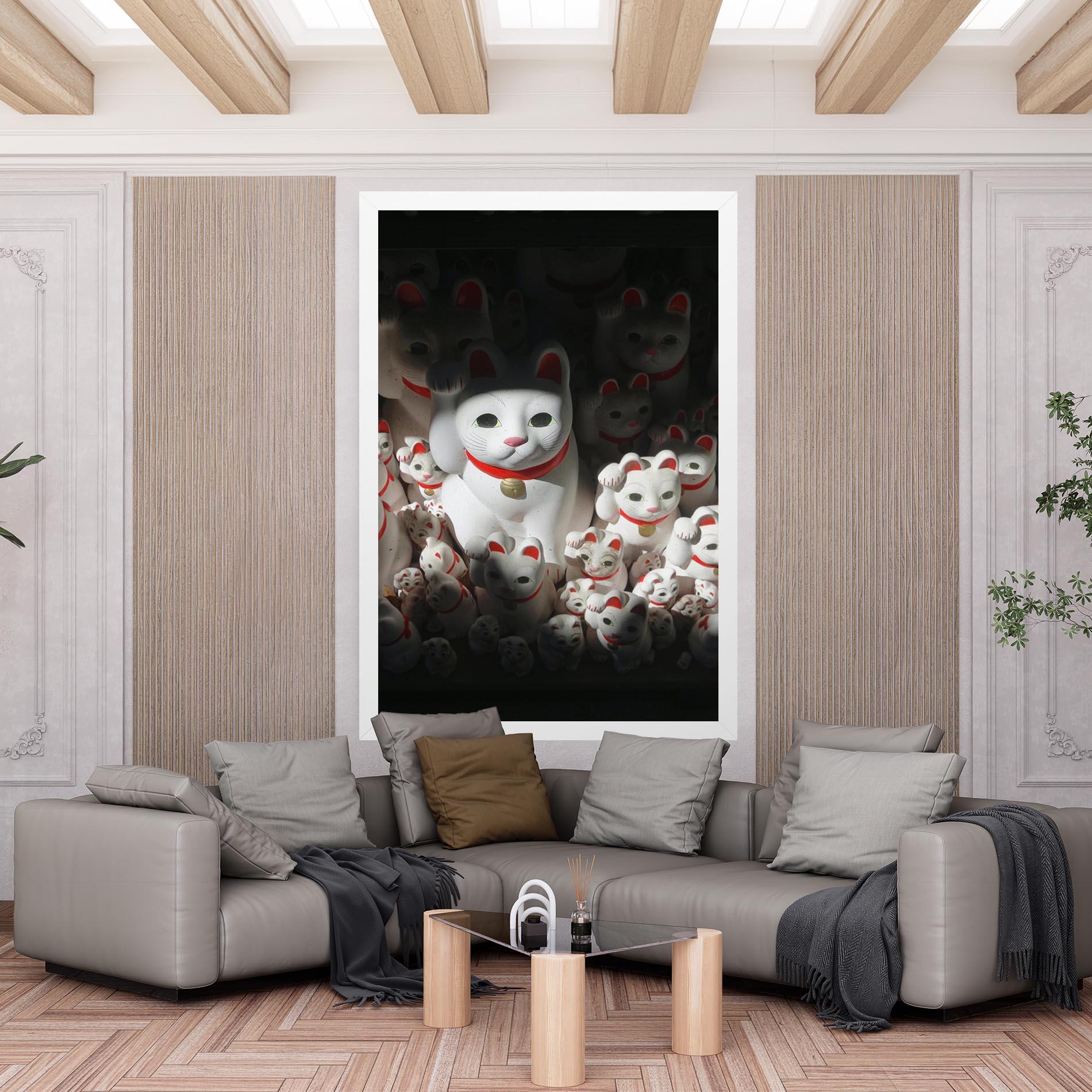 Leinwandbild White Lucky Cats mockup 6