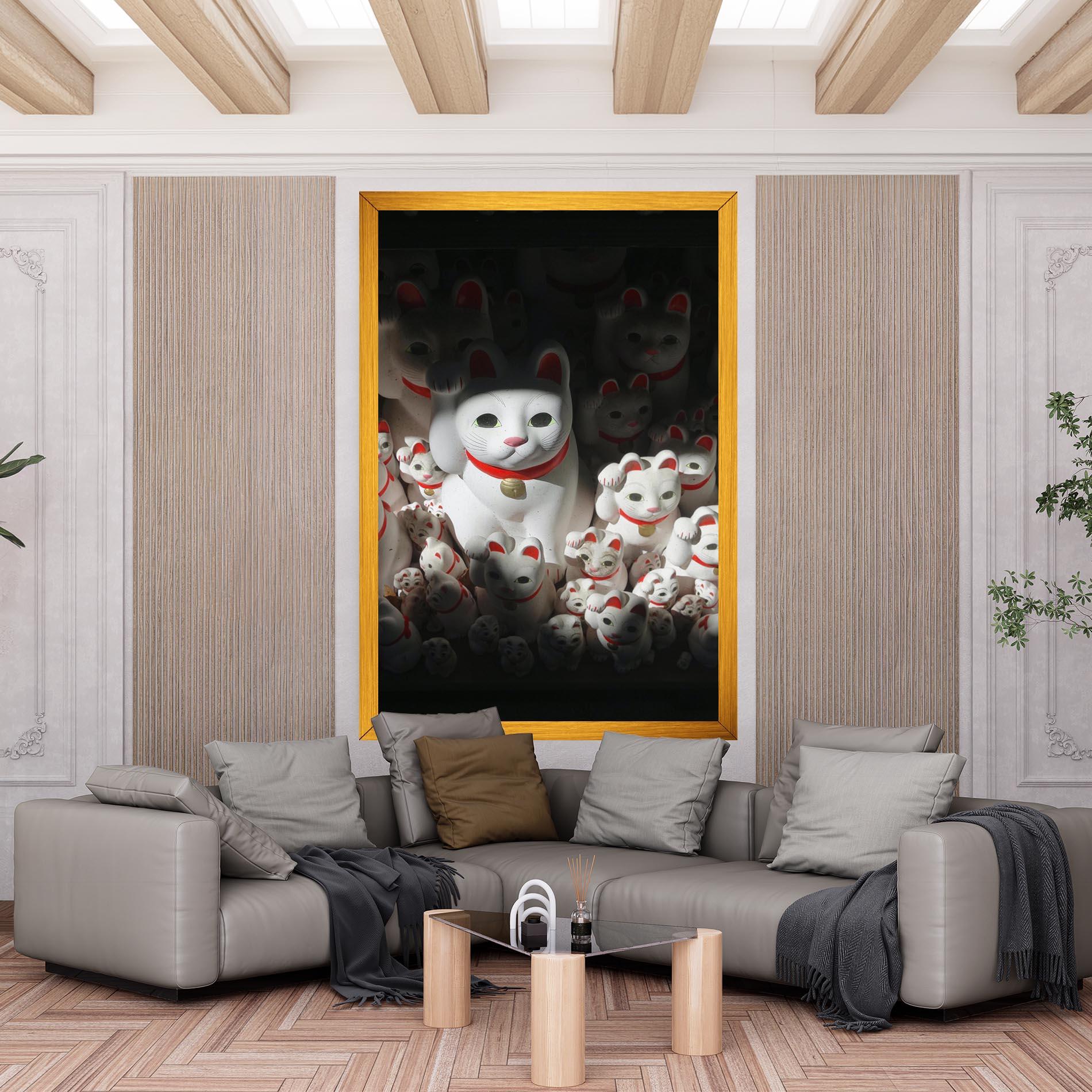 Leinwandbild White Lucky Cats mockup 6
