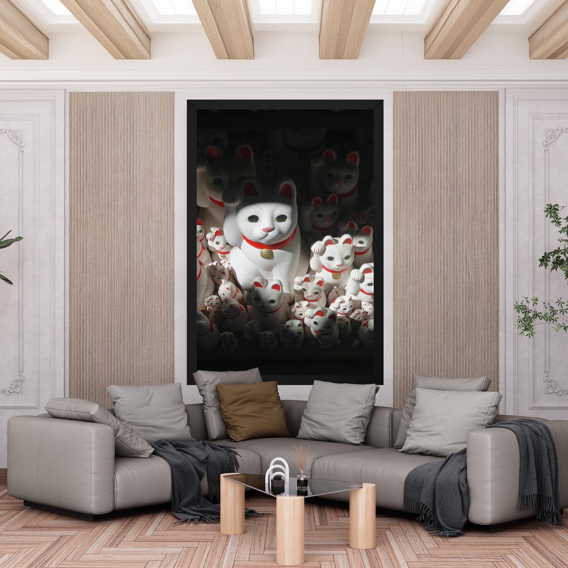 Leinwandbild White Lucky Cats mockup 6