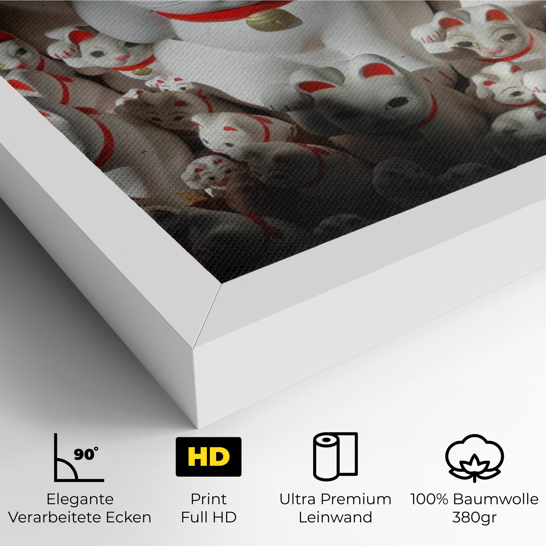 Leinwandbild White Lucky Cats mockup 4