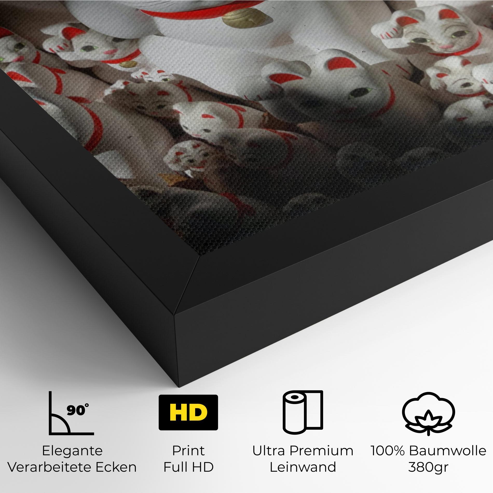 Leinwandbild White Lucky Cats mockup 4