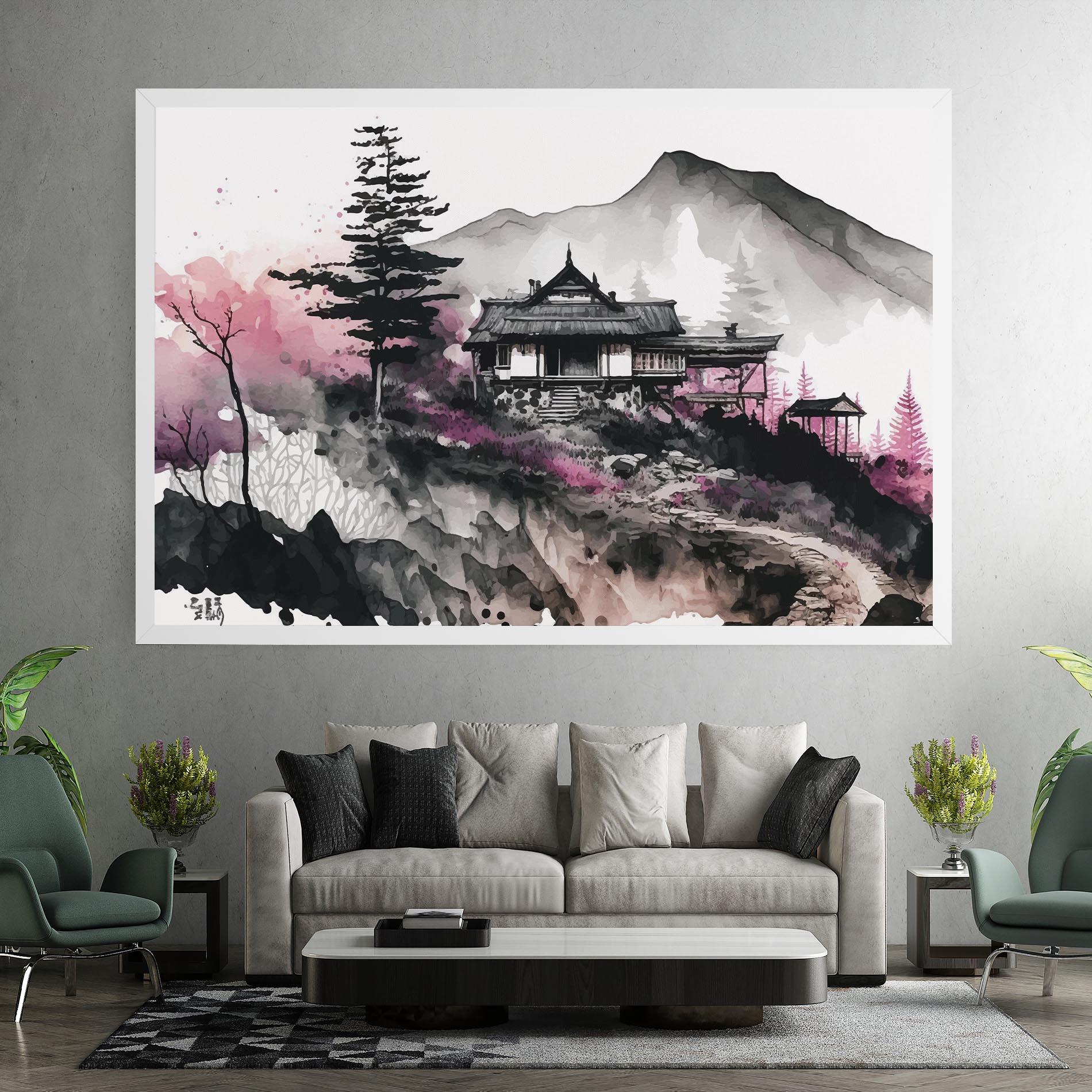 Leinwandbild Japanese Temple Art mockup 7