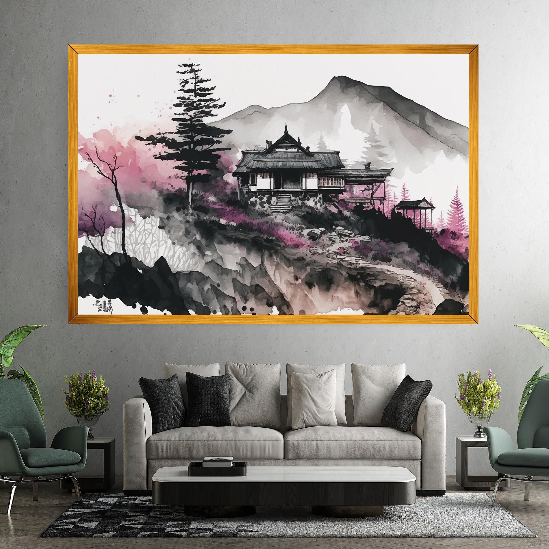 Leinwandbild Japanese Temple Art mockup 7
