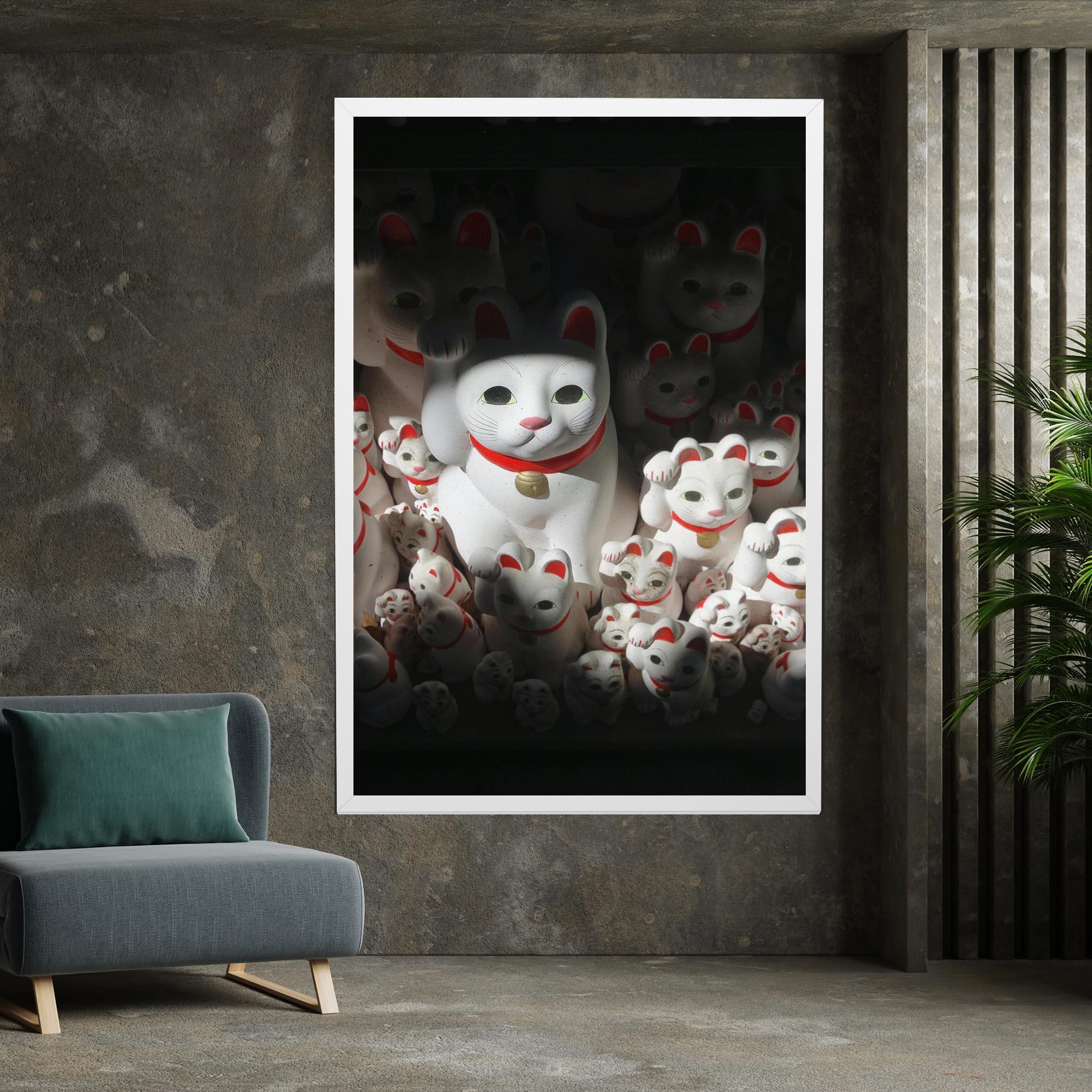 Leinwandbild White Lucky Cats mockup 7