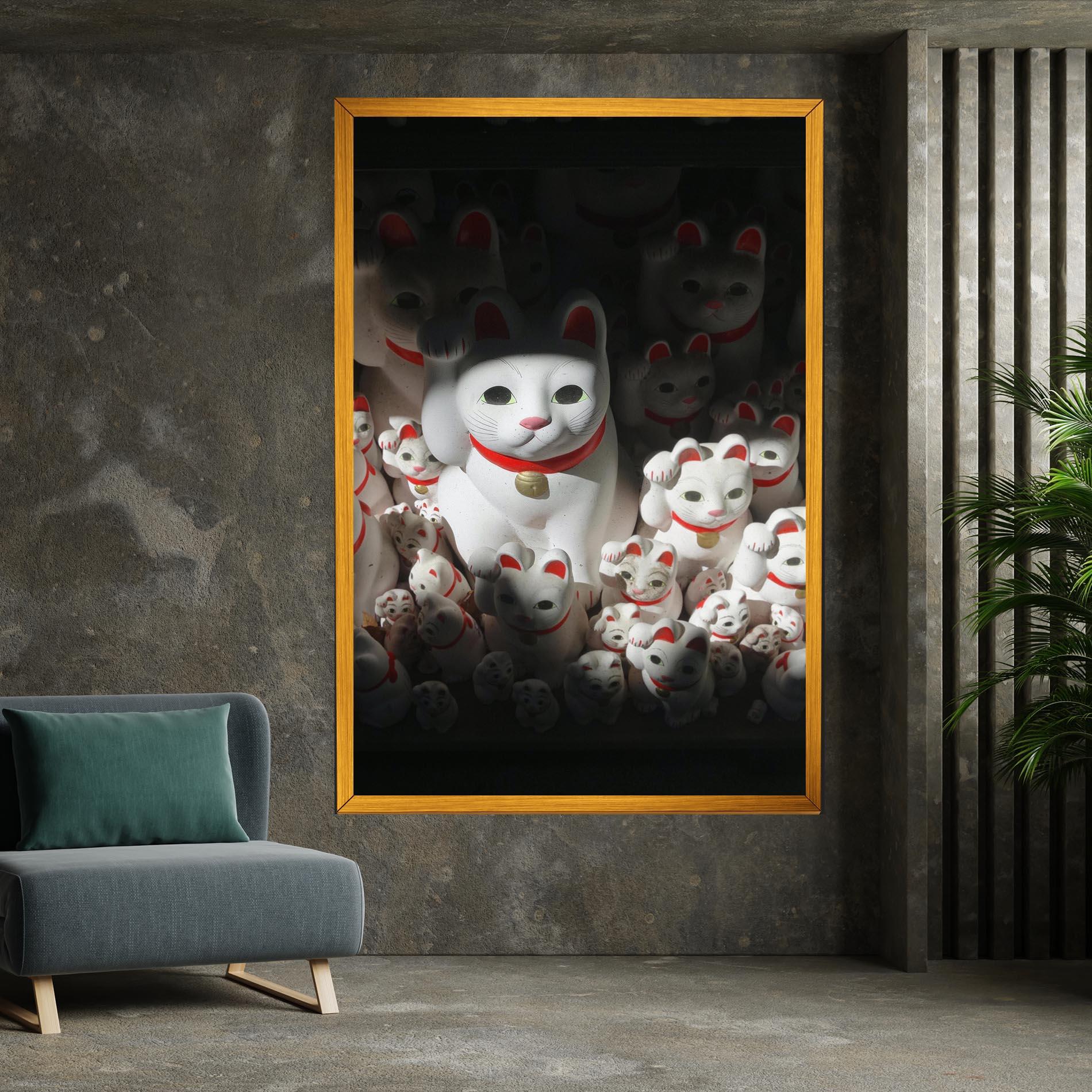 Leinwandbild White Lucky Cats mockup 7