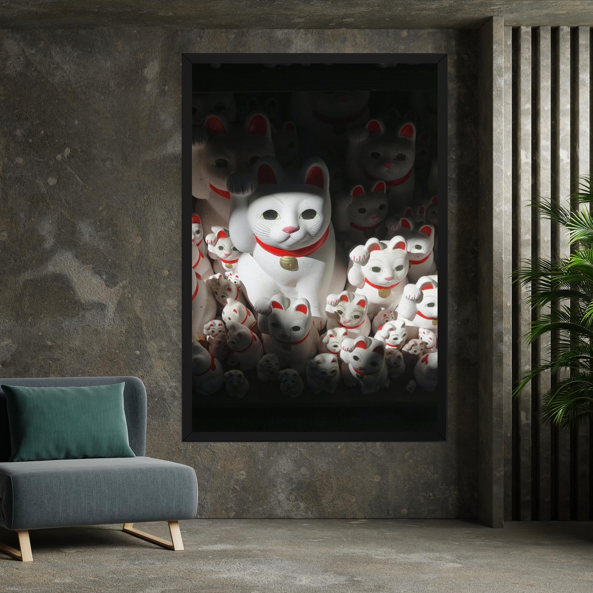 Leinwandbild White Lucky Cats mockup 7