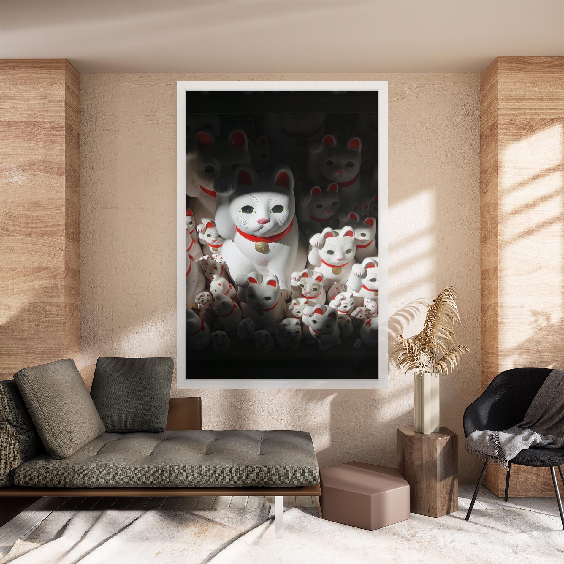 Leinwandbild White Lucky Cats mockup 8