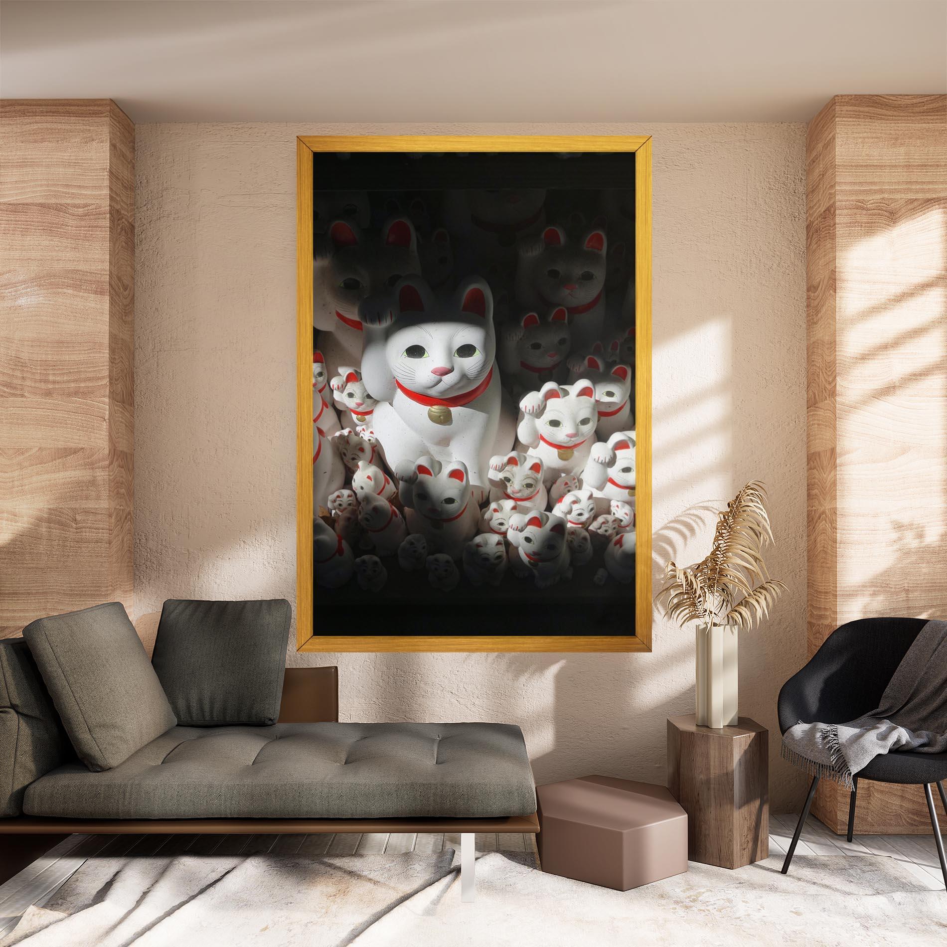 Leinwandbild White Lucky Cats mockup 8