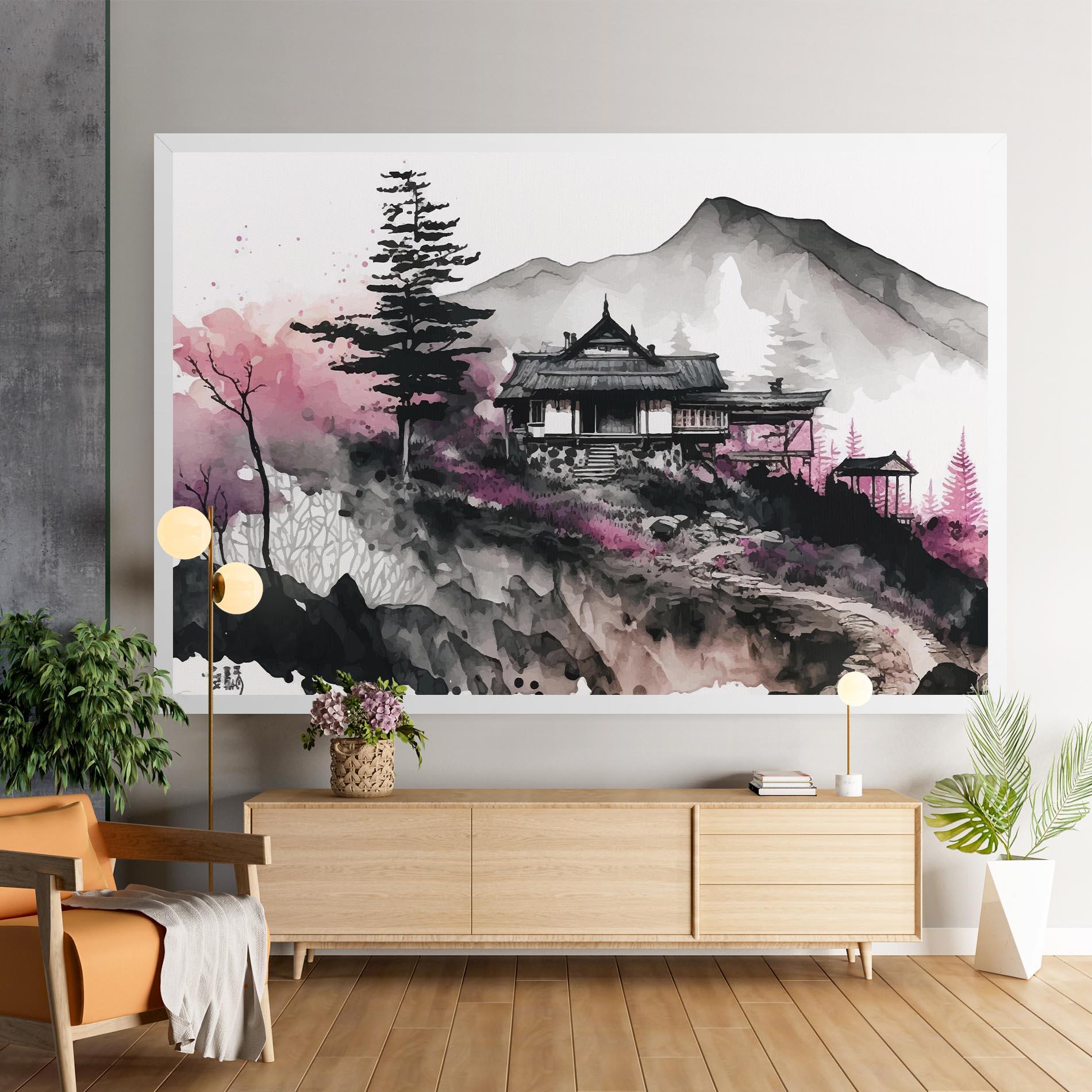 Leinwandbild Japanese Temple Art mockup 9
