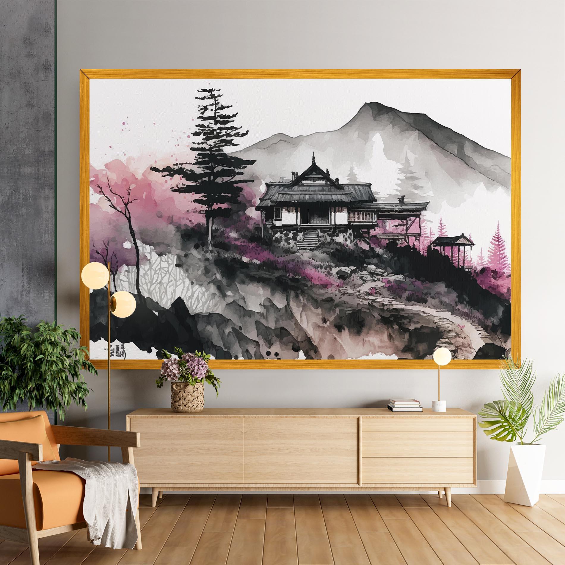 Leinwandbild Japanese Temple Art mockup 9