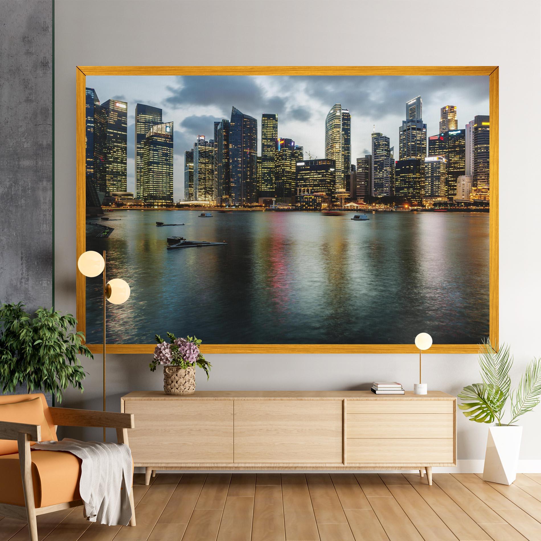 Leinwandbild Singapore Skyline mockup 9