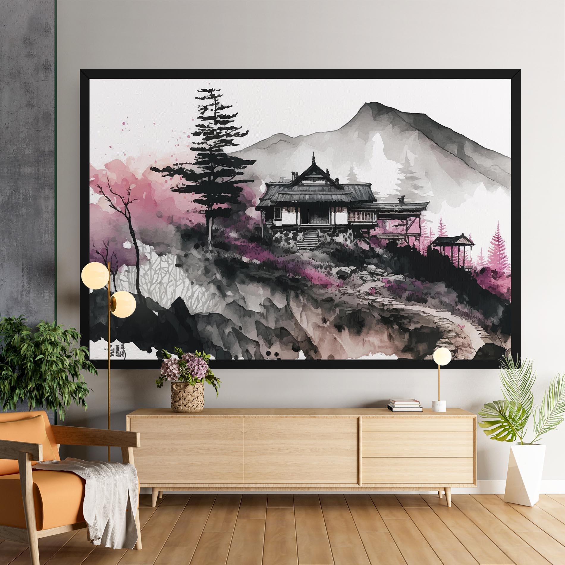 Leinwandbild Japanese Temple Art mockup 9