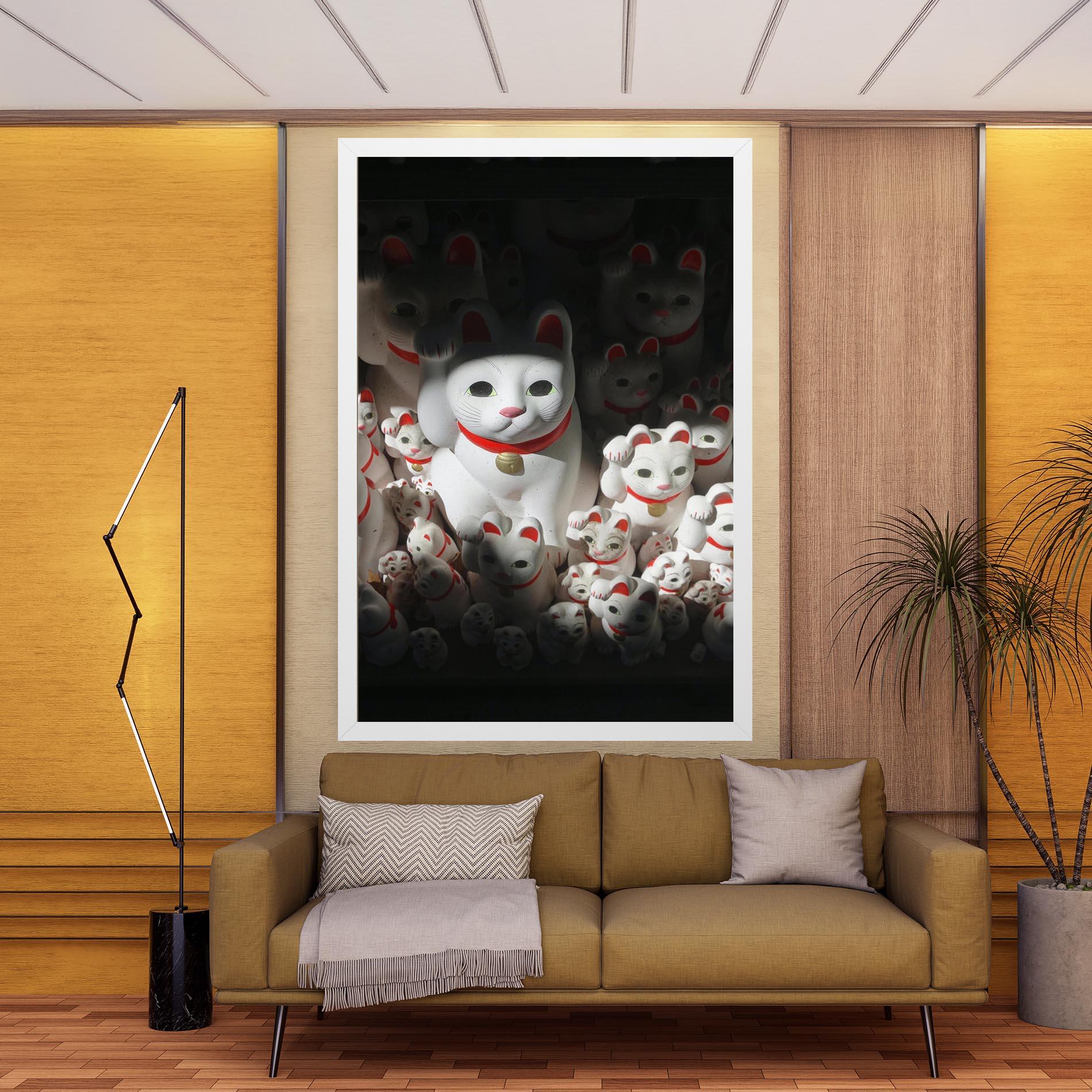 Leinwandbild White Lucky Cats mockup 9