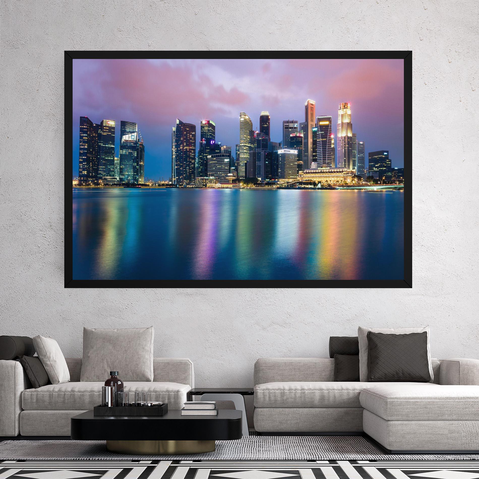 Leinwandbild Hong Kong Skyline mockup 2