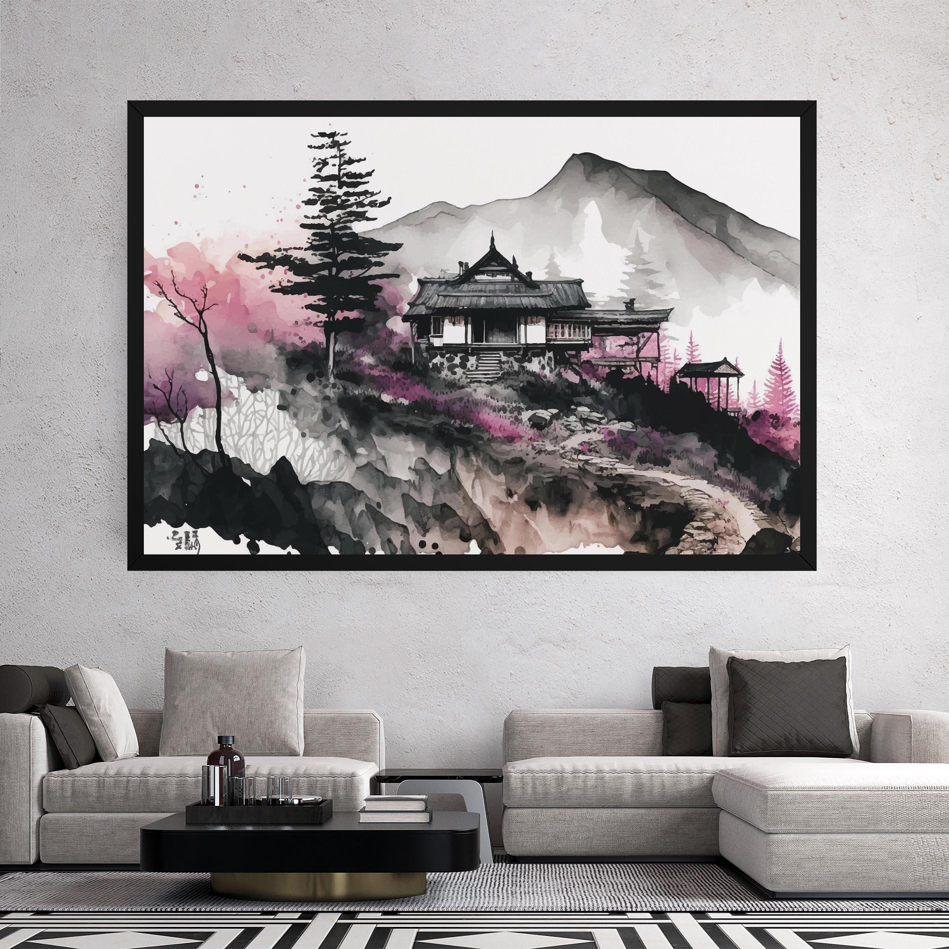Leinwandbild Japanese Temple Art mockup 2