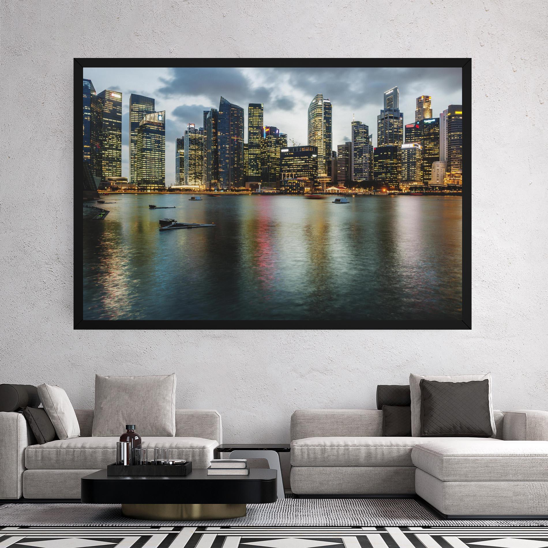 Leinwandbild Singapore Skyline mockup 2