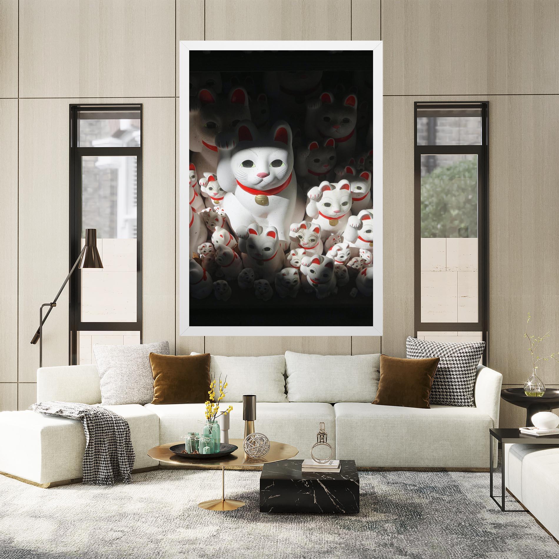 Leinwandbild White Lucky Cats mockup 2
