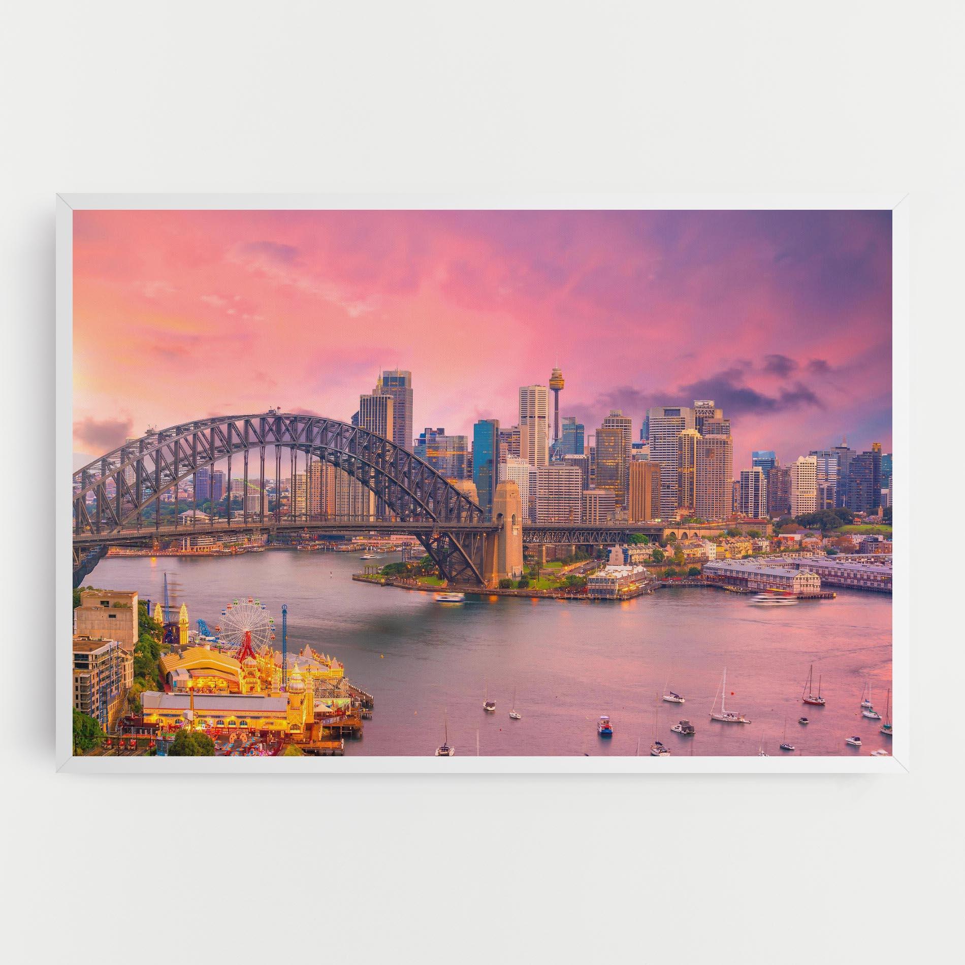 Leinwandbild Pink Sydney Skyline mockup 0
