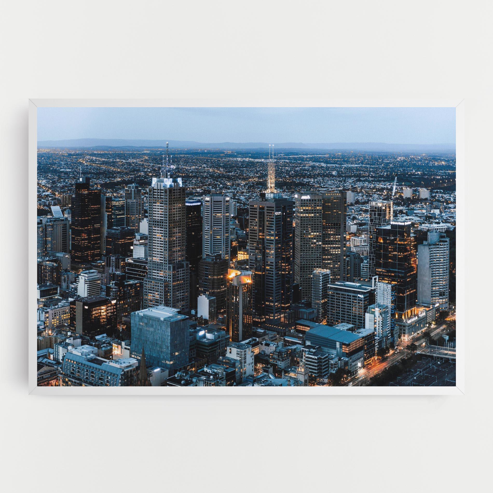 Leinwandbild Yellow Lights Skyline mockup 0