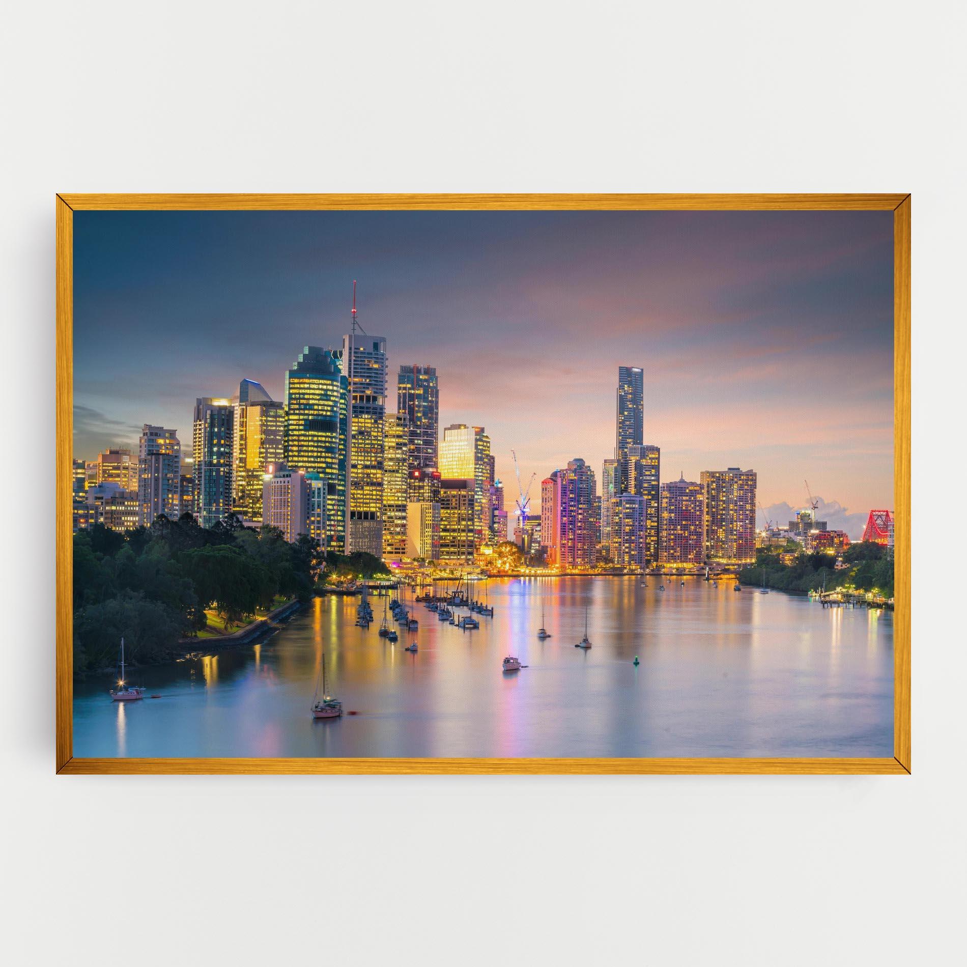 Leinwandbild Brisbane City Skyline mockup 0