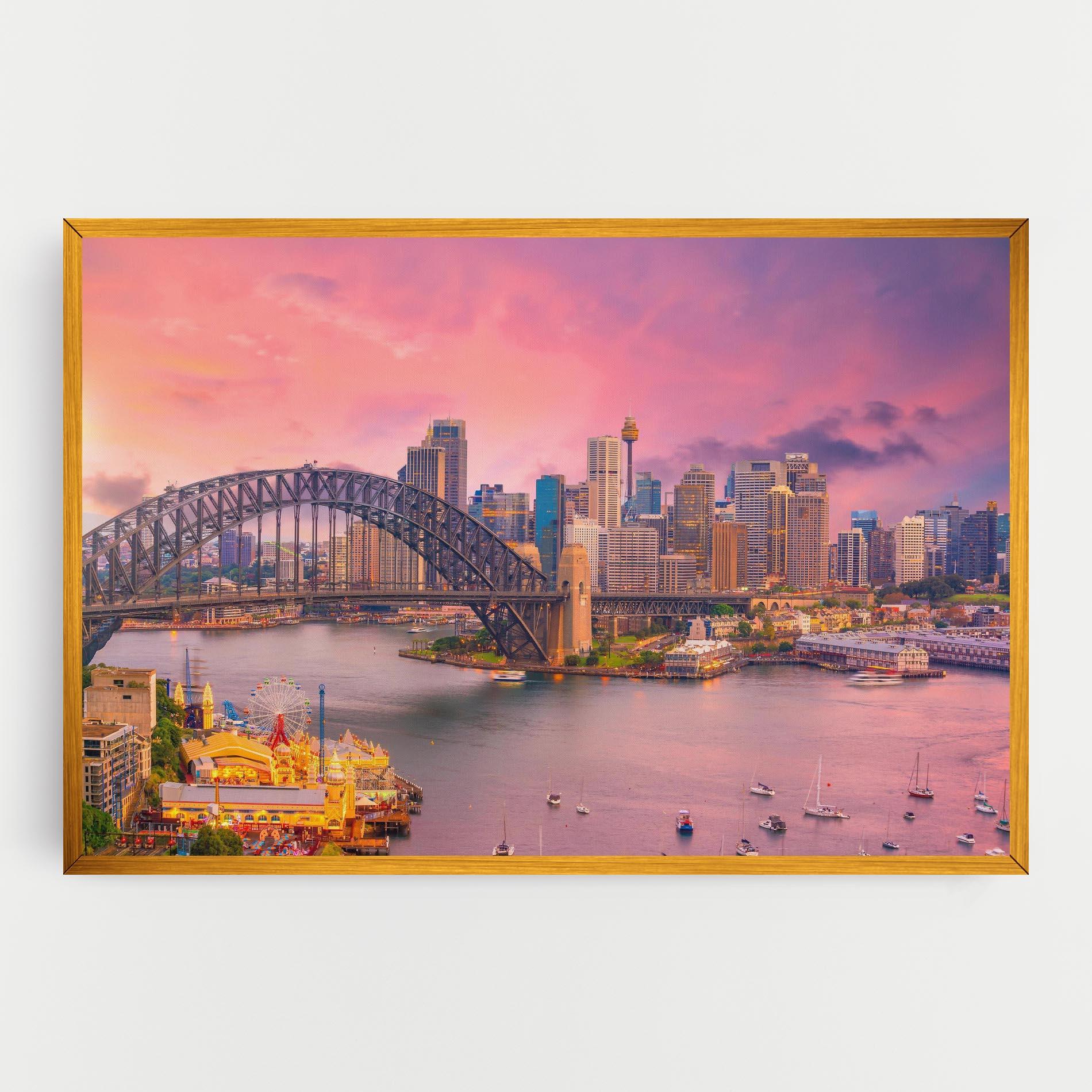 Leinwandbild Pink Sydney Skyline mockup 0