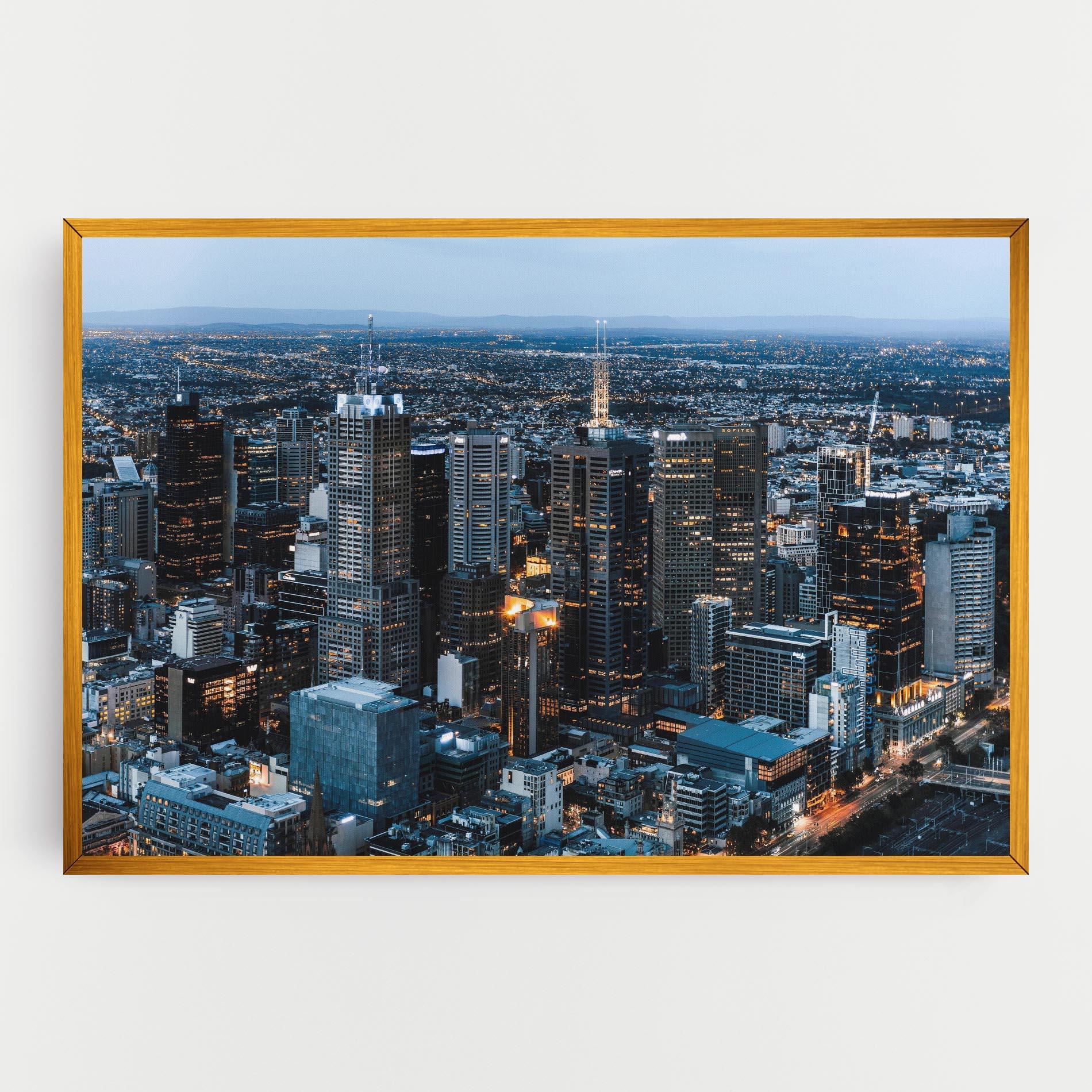 Leinwandbild Yellow Lights Skyline mockup 0