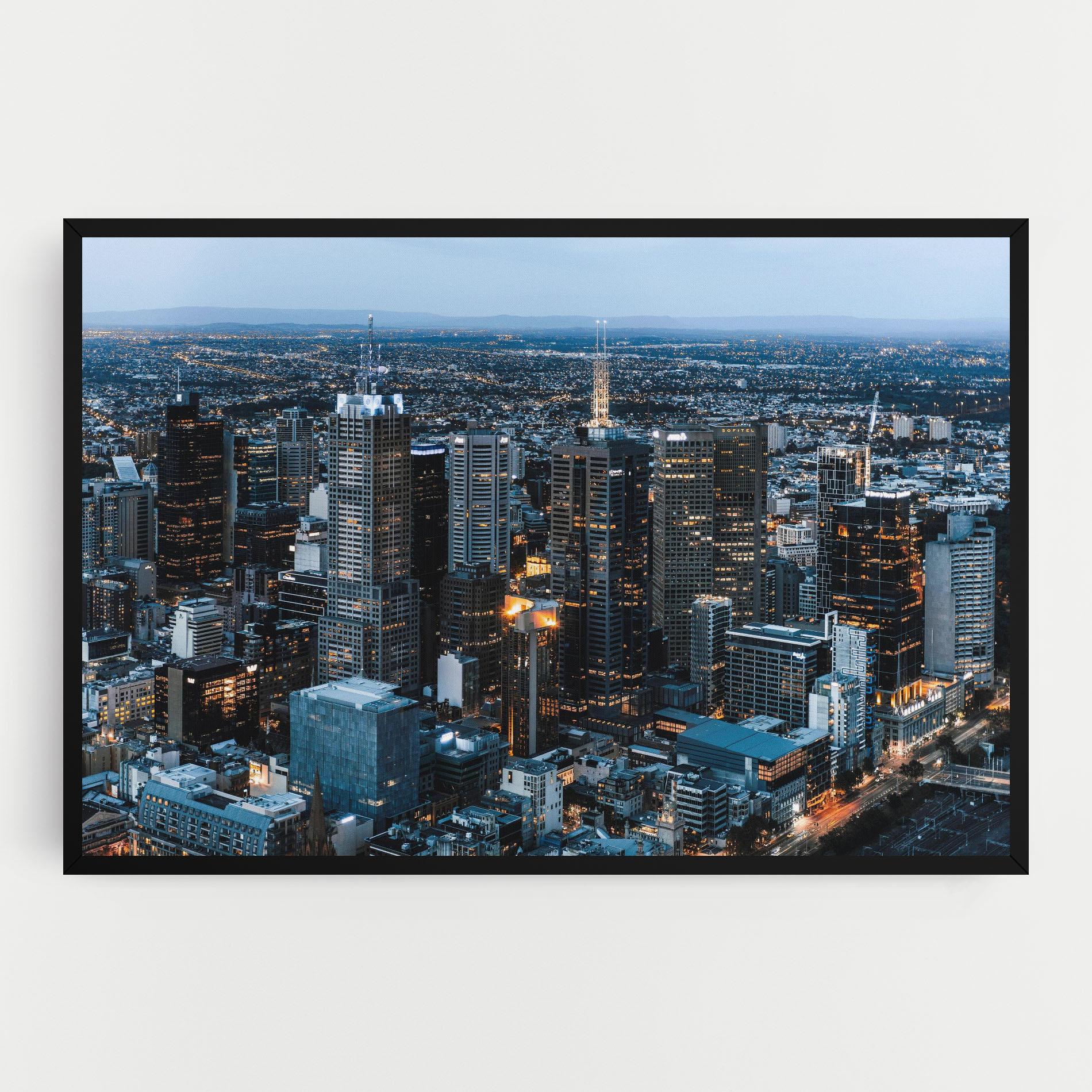 Leinwandbild Yellow Lights Skyline mockup 0