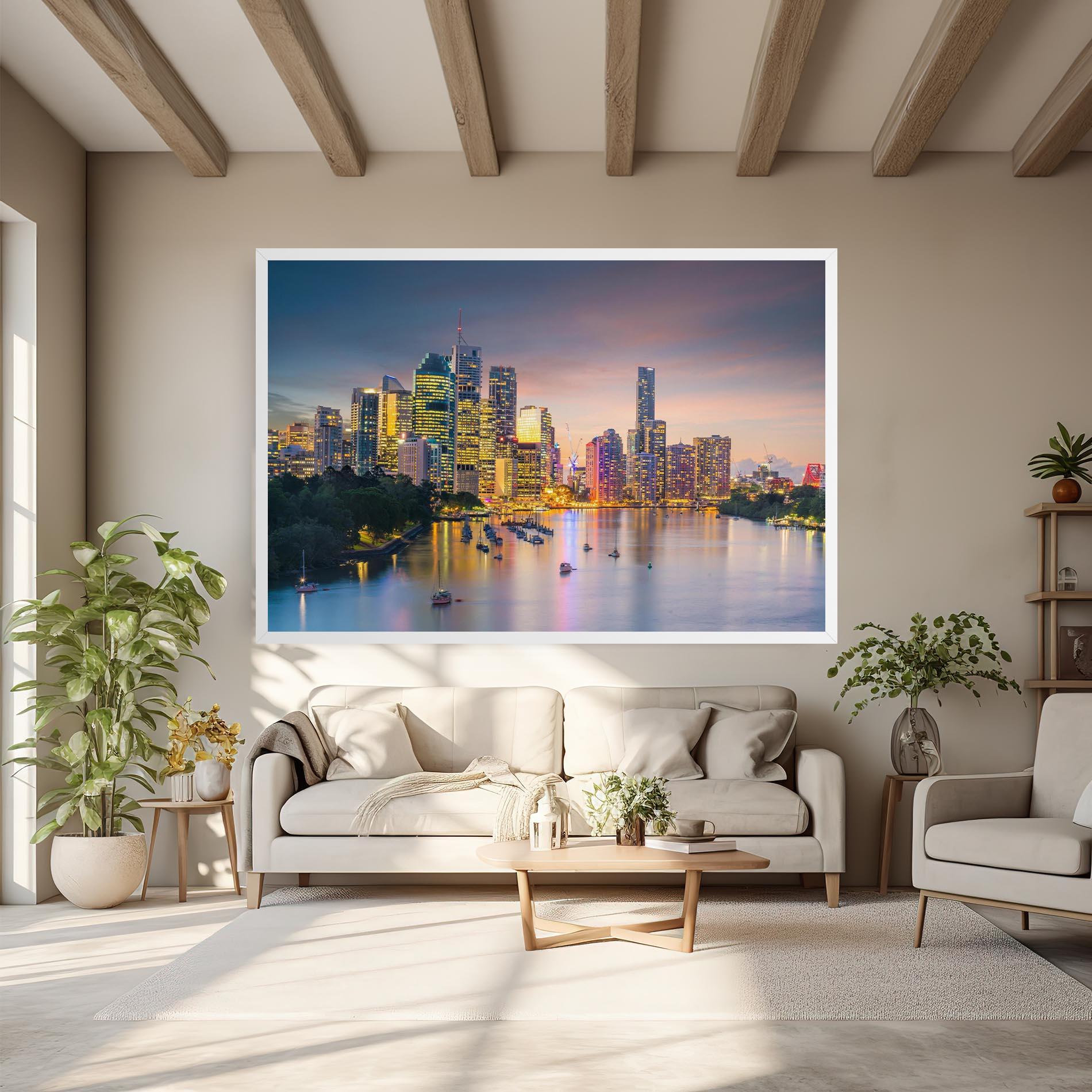 Leinwandbild Brisbane City Skyline mockup 6