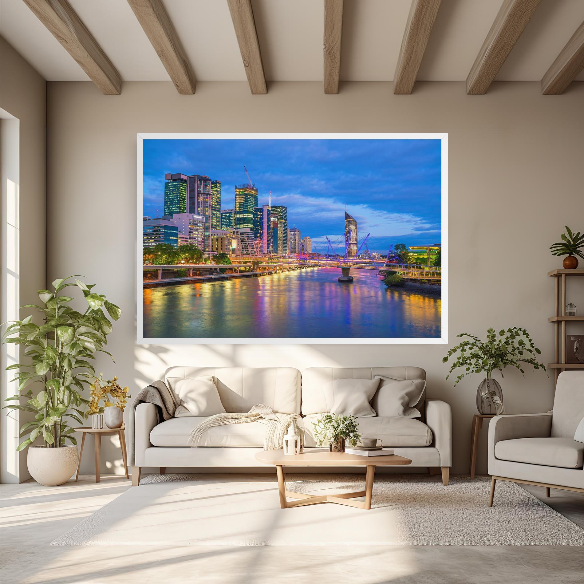 Leinwandbild Brisbane Skyline View mockup 6