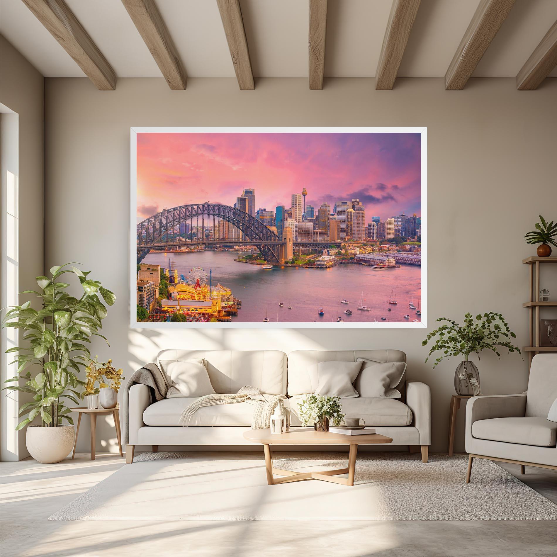 Leinwandbild Pink Sydney Skyline mockup 6