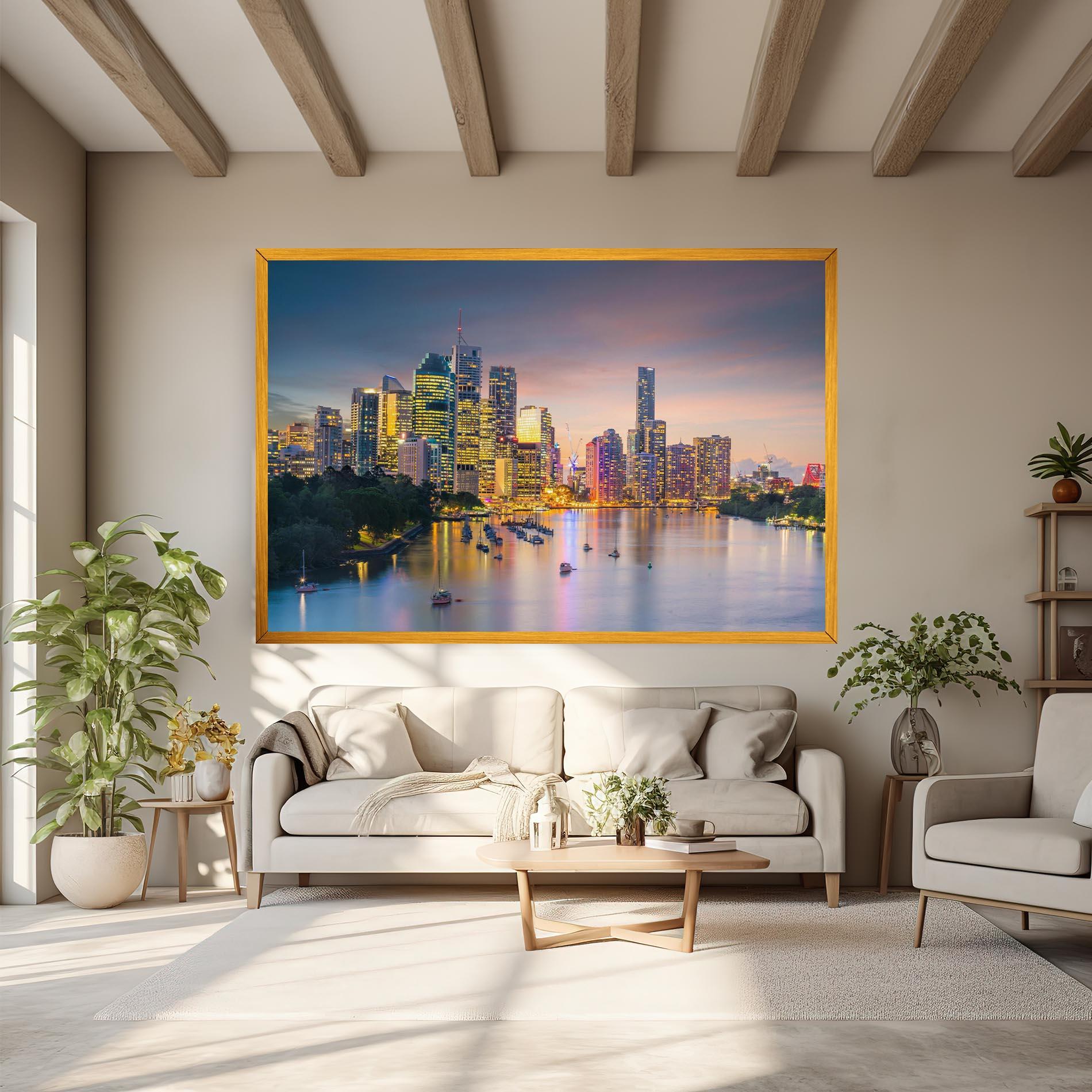 Leinwandbild Brisbane City Skyline mockup 6