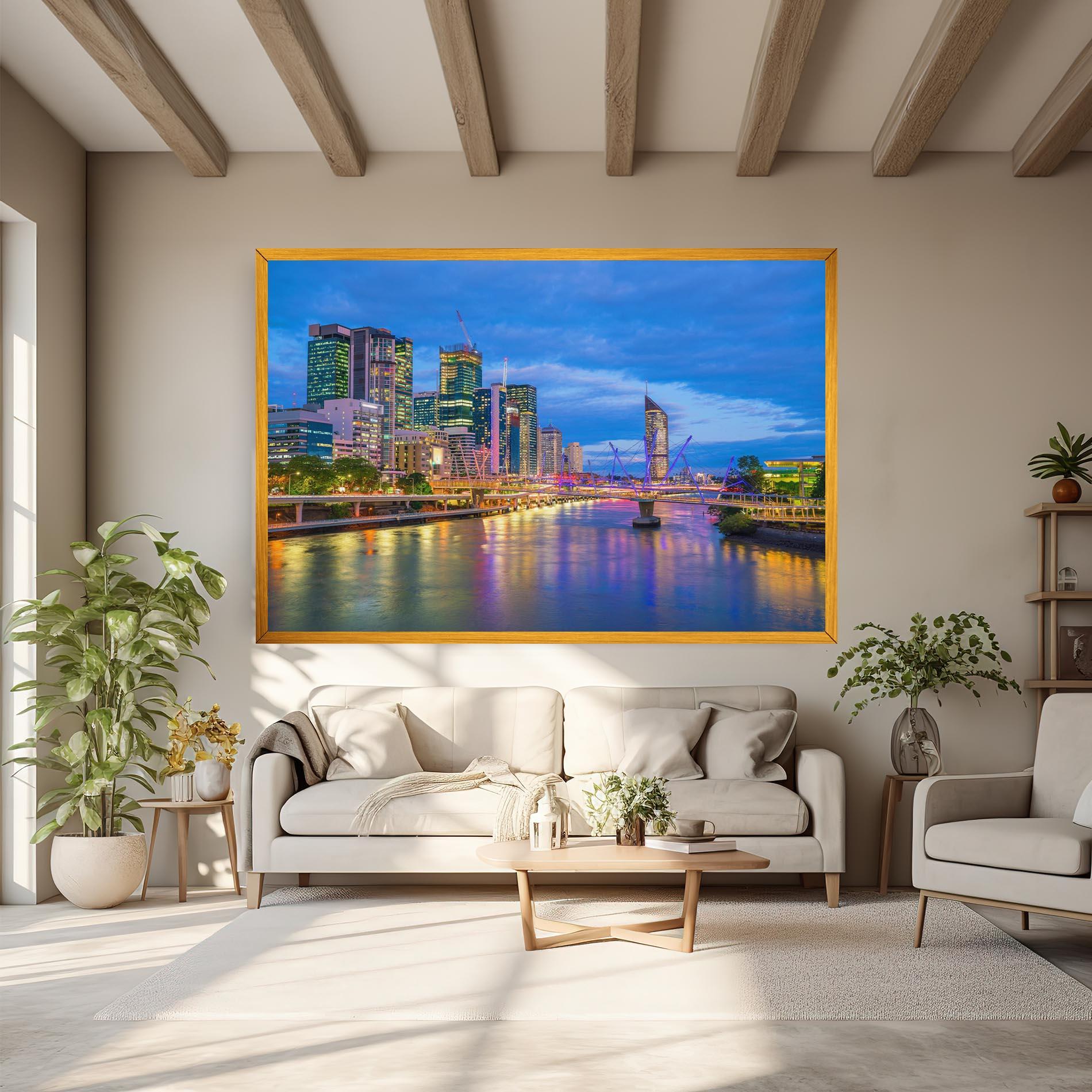 Leinwandbild Brisbane Skyline View mockup 6