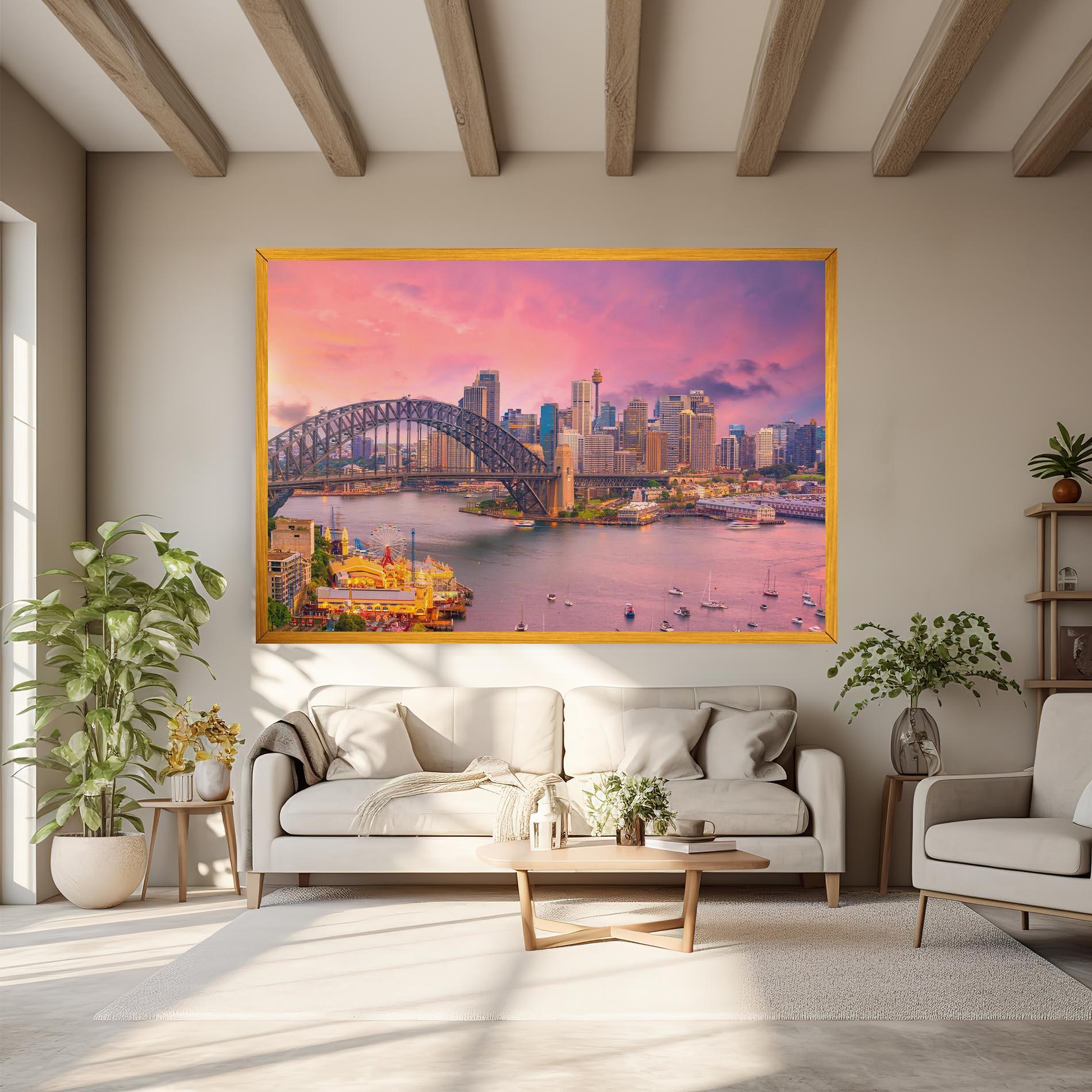 Leinwandbild Pink Sydney Skyline mockup 6