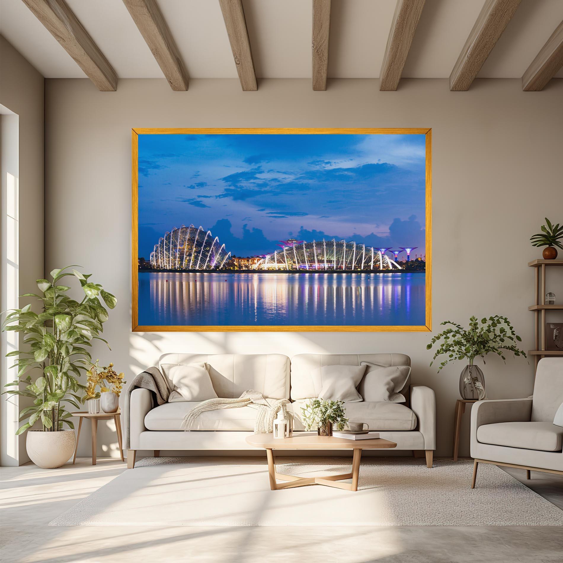 Leinwandbild Singapore Blue Sunset mockup 6