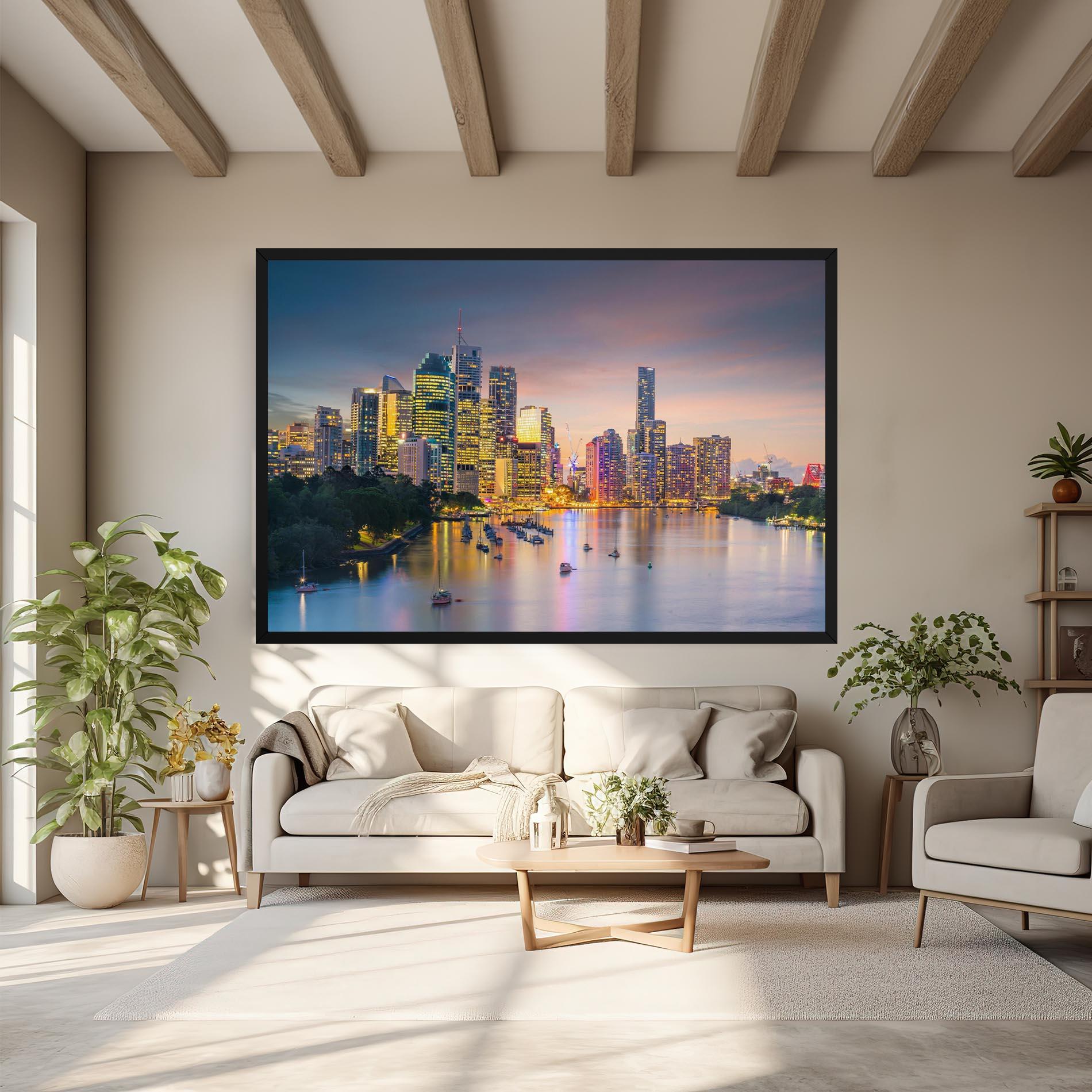 Leinwandbild Brisbane City Skyline mockup 6