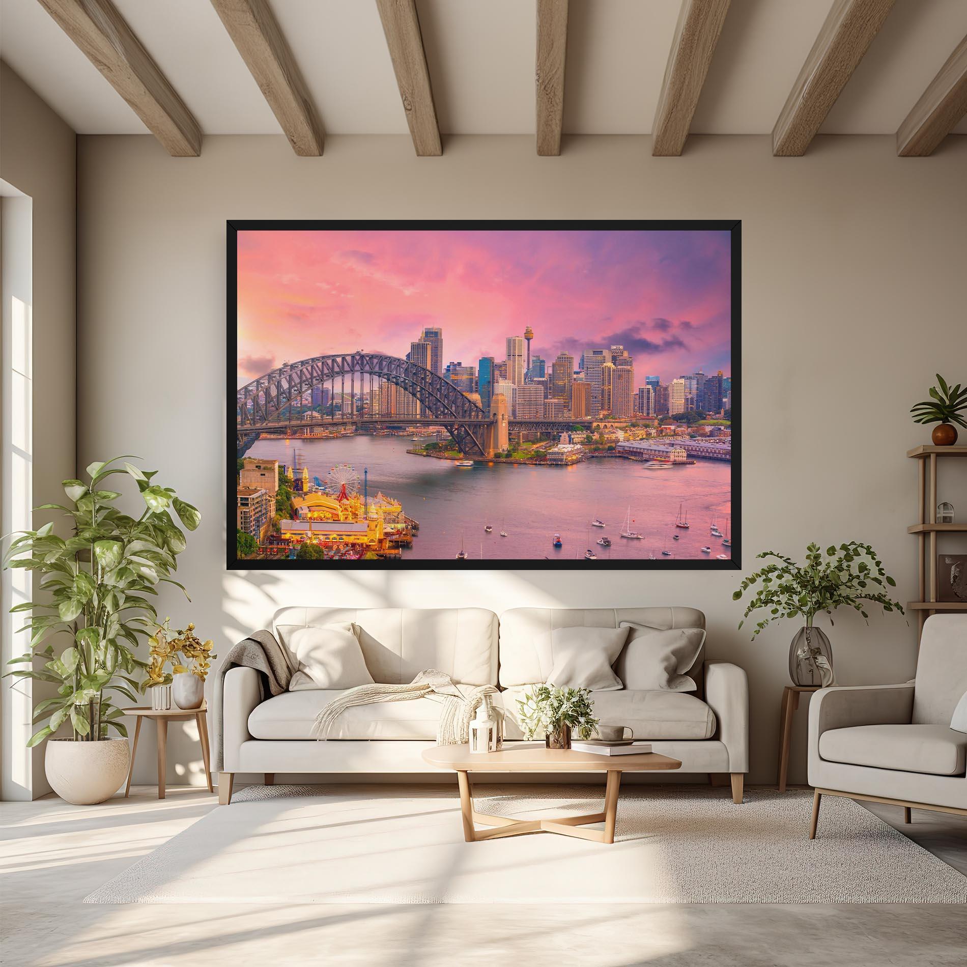 Leinwandbild Pink Sydney Skyline mockup 6