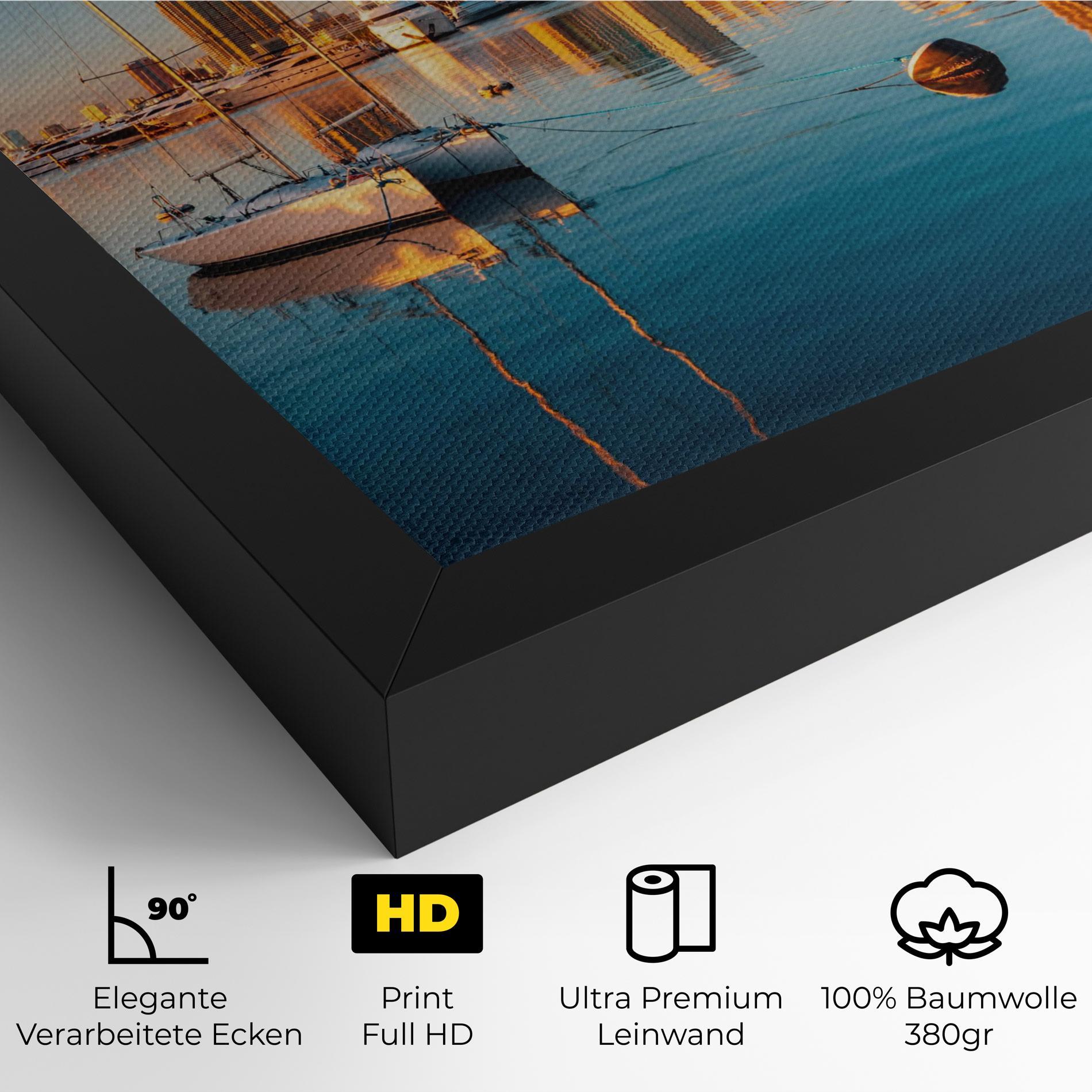 Leinwandbild Skyscrapers Water mockup 4