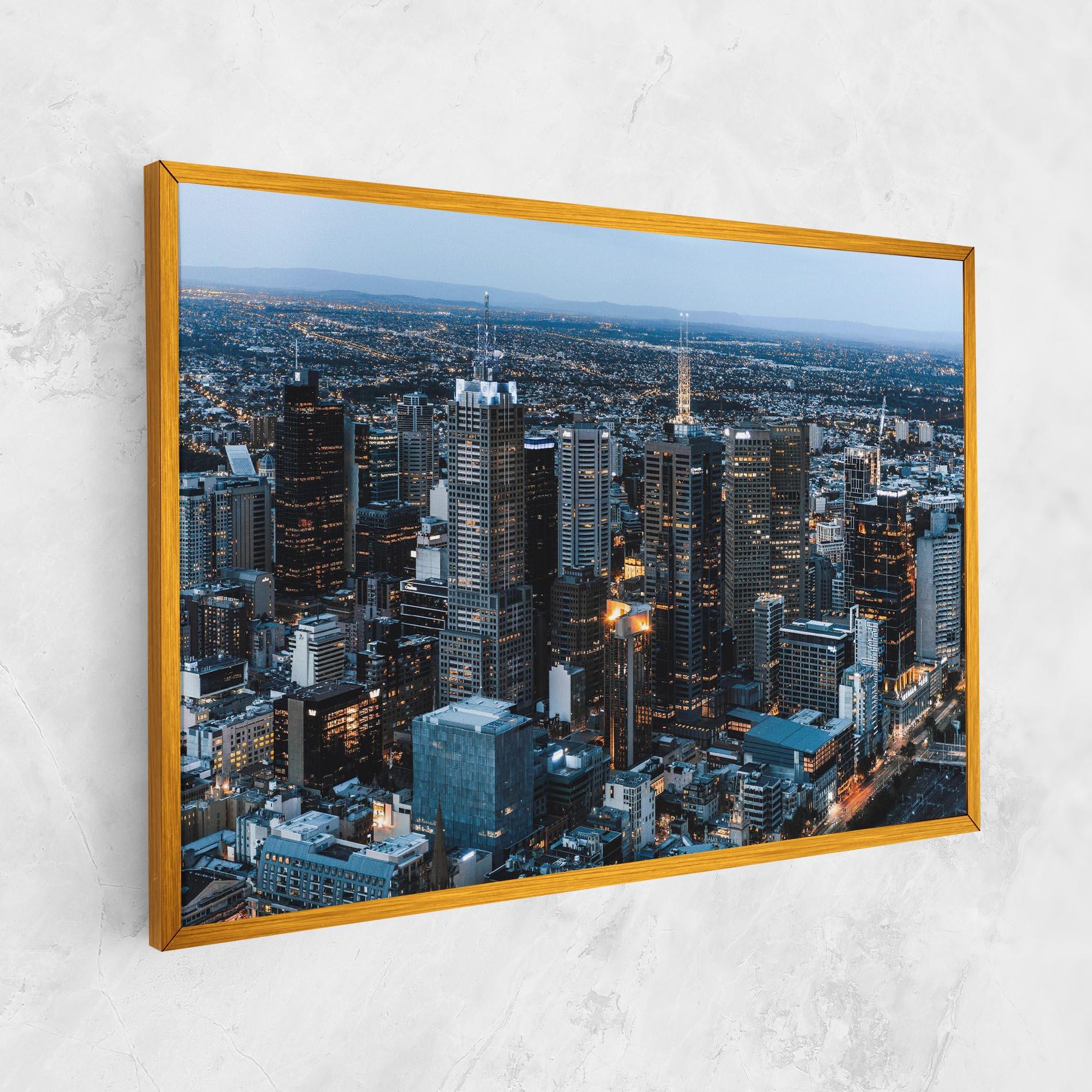 Leinwandbild Yellow Lights Skyline mockup 1