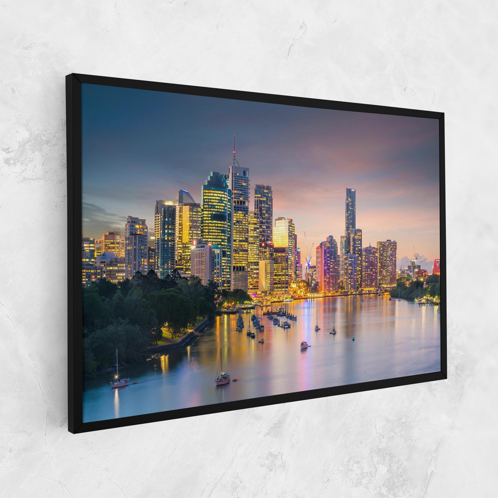 Leinwandbild Brisbane City Skyline mockup 1