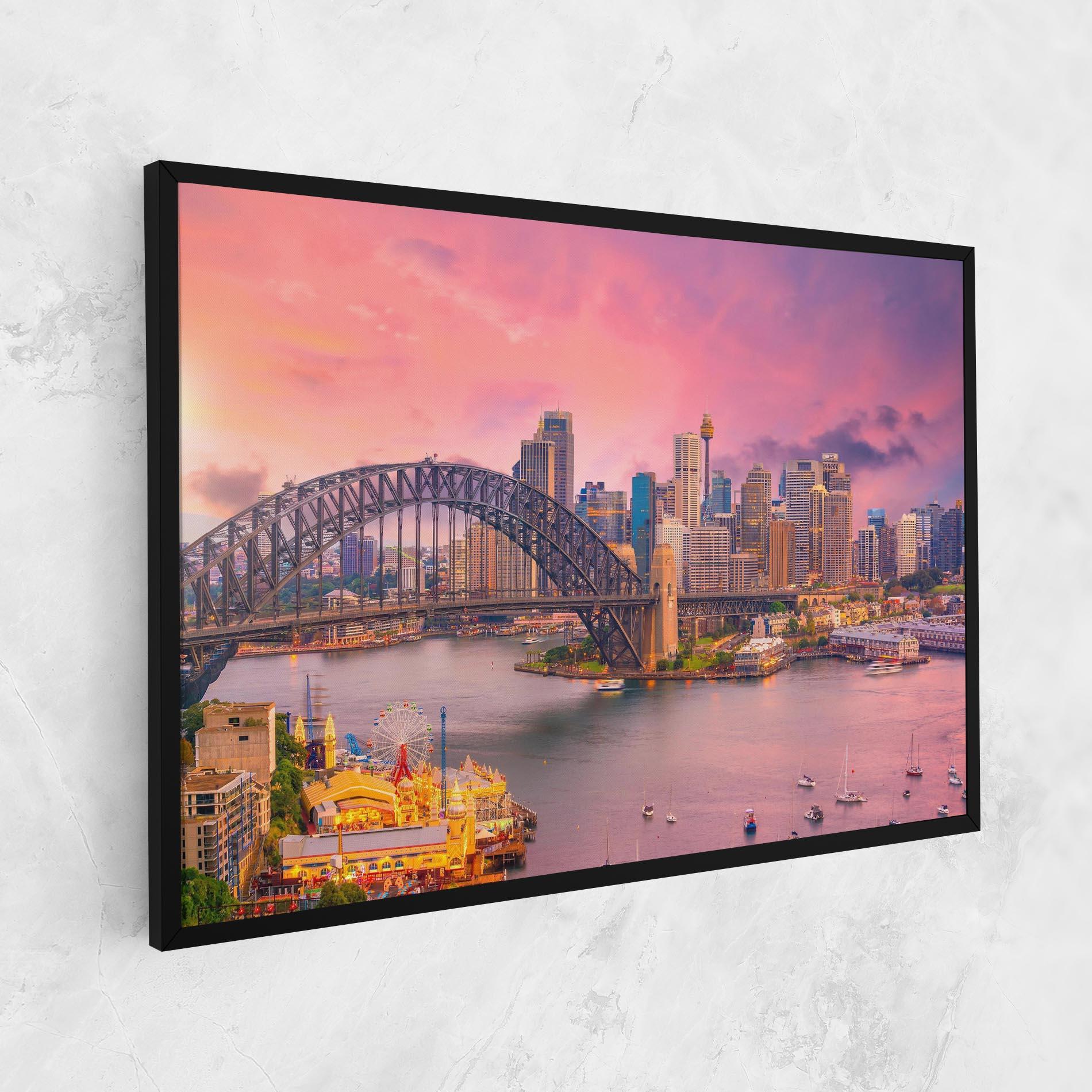 Leinwandbild Pink Sydney Skyline mockup 1
