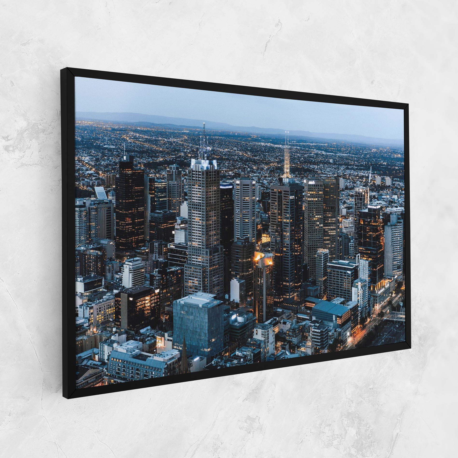 Leinwandbild Yellow Lights Skyline mockup 1