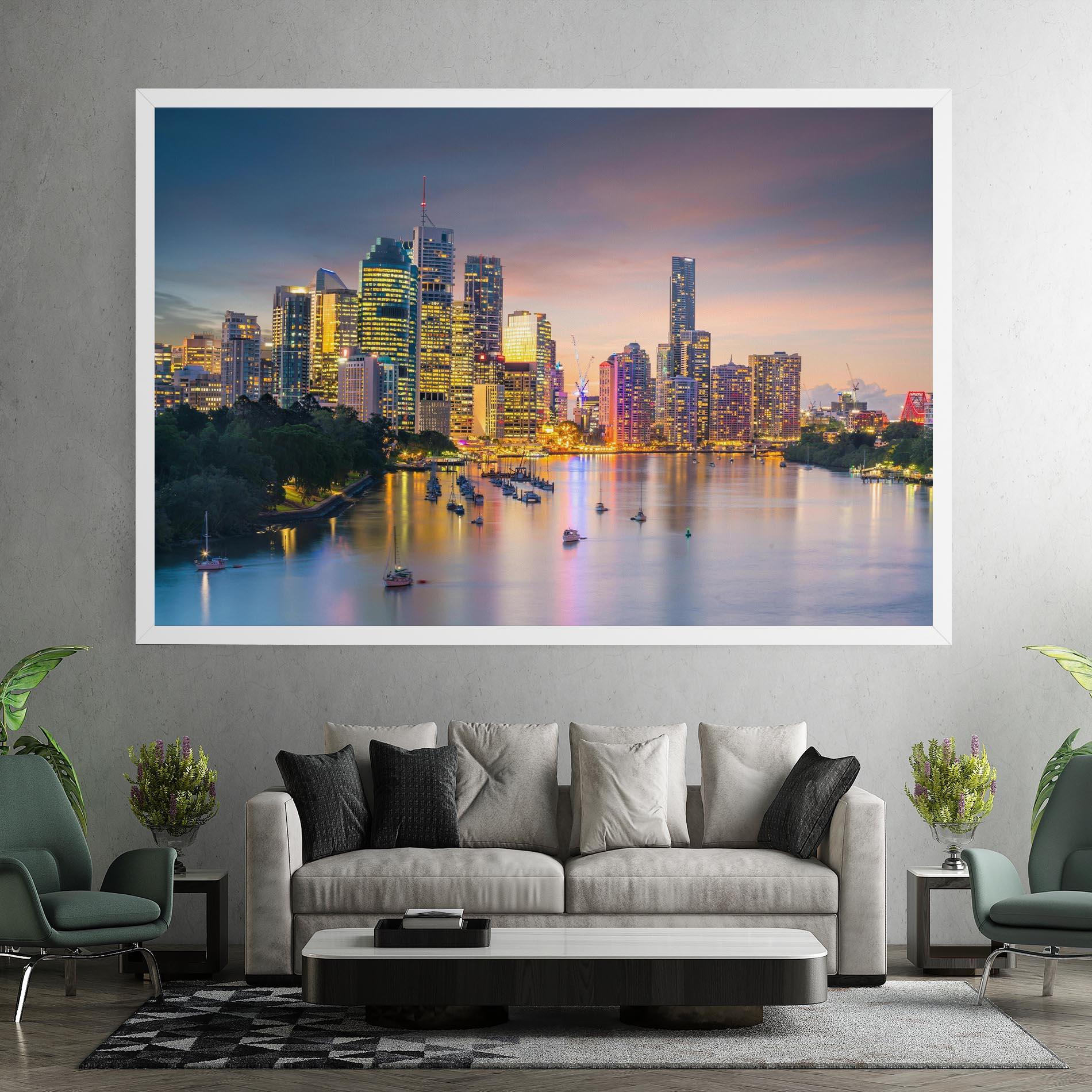 Leinwandbild Brisbane City Skyline mockup 7