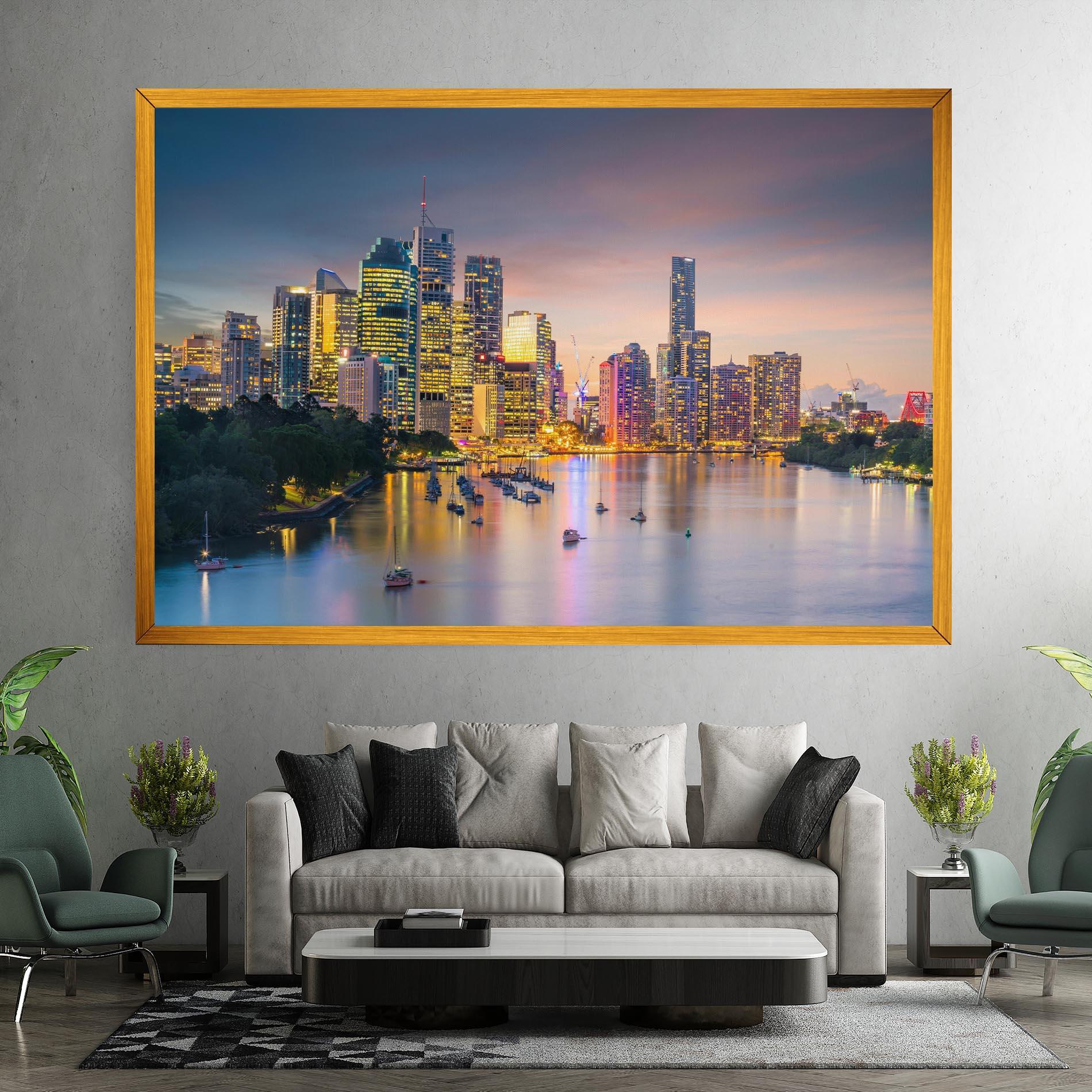Leinwandbild Brisbane City Skyline mockup 7