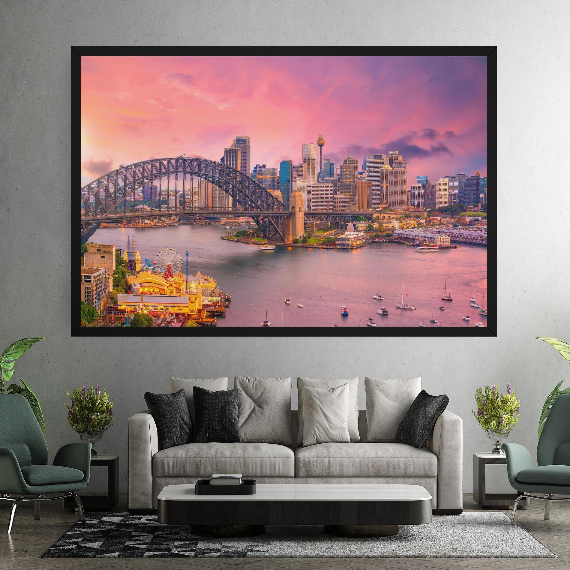 Leinwandbild Pink Sydney Skyline mockup 7