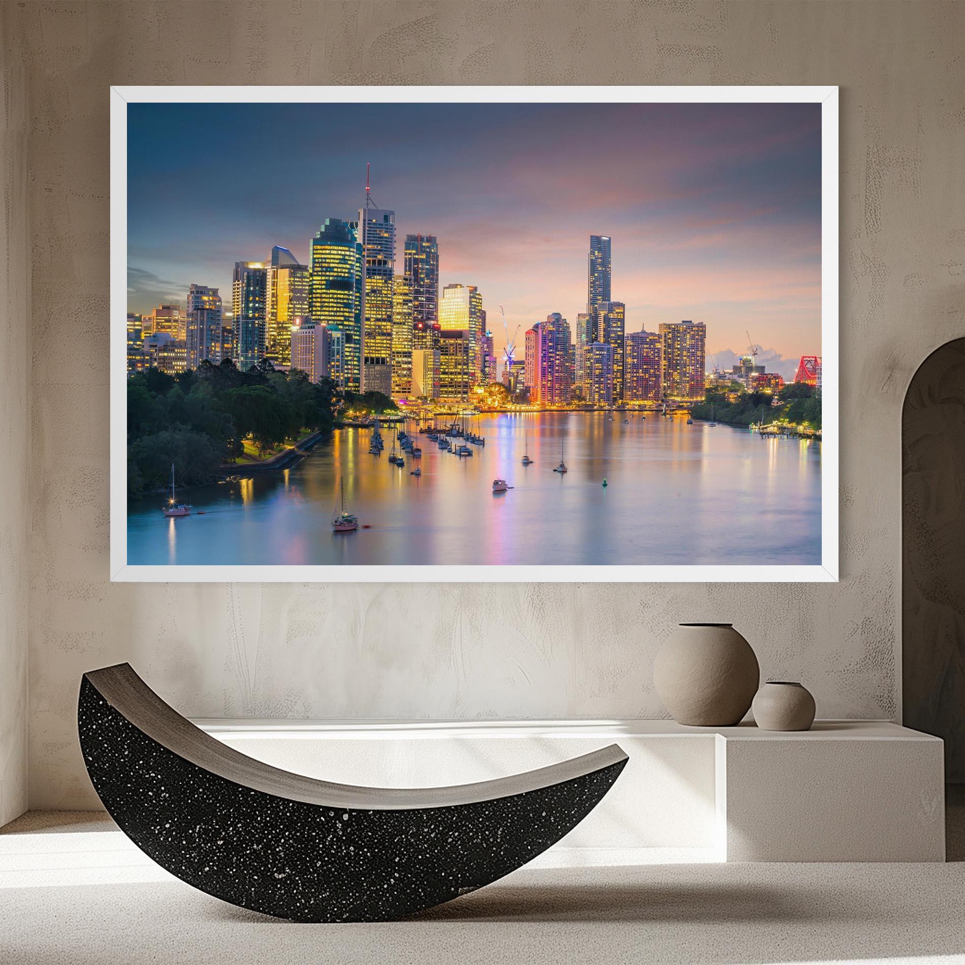 Leinwandbild Brisbane City Skyline mockup 8